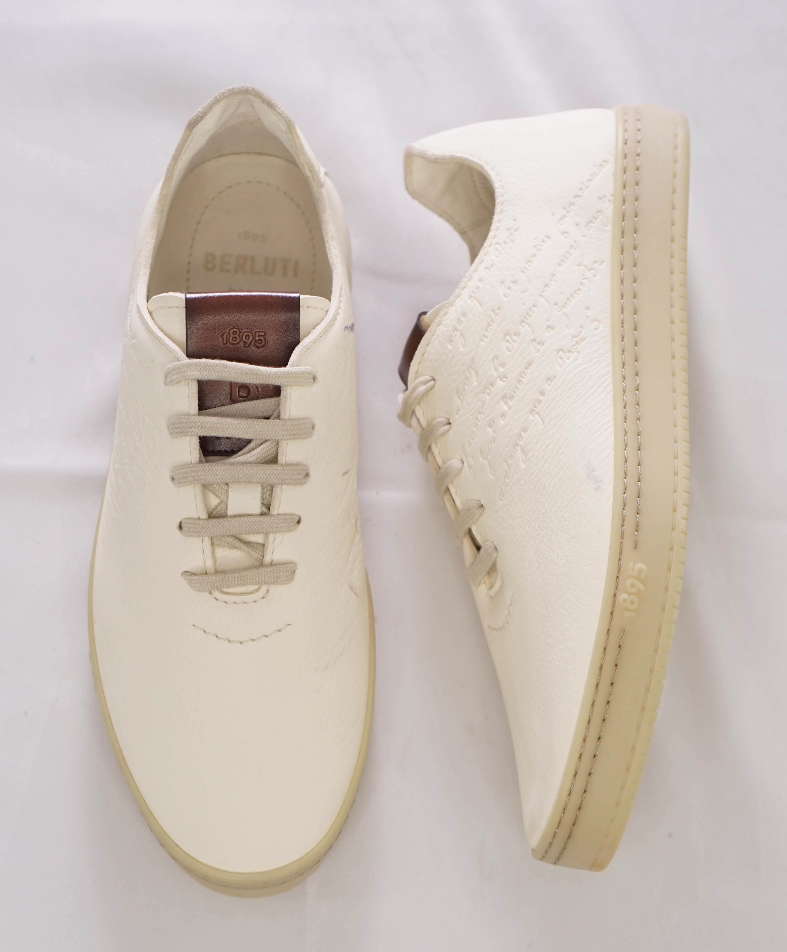 $1,720 BERLUTI PARIS- "SCRITTO" Leather Lace-Up Sneakers Ivory - 9.5 US (8.5 Stamped)