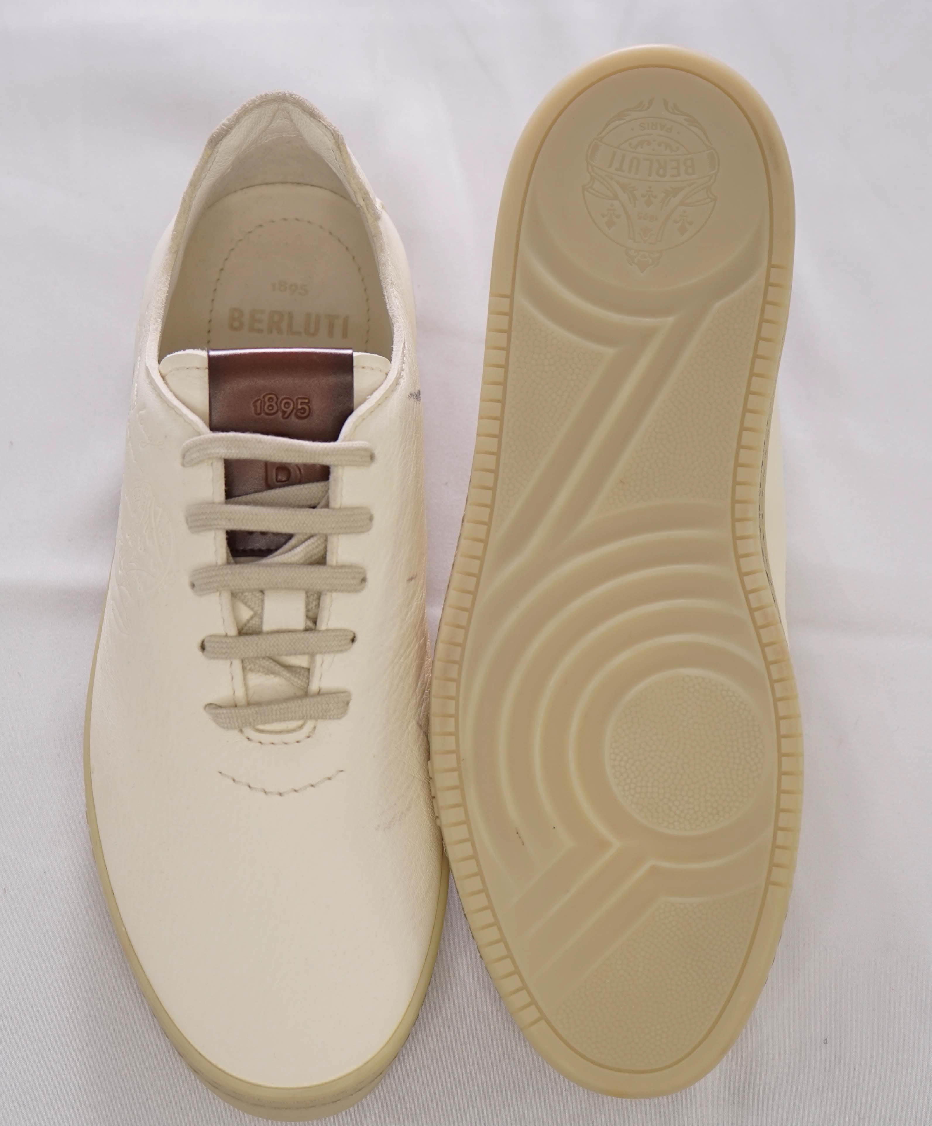 $1,720 BERLUTI PARIS- "SCRITTO" Leather Lace-Up Sneakers Ivory - 9.5 US (8.5 Stamped)