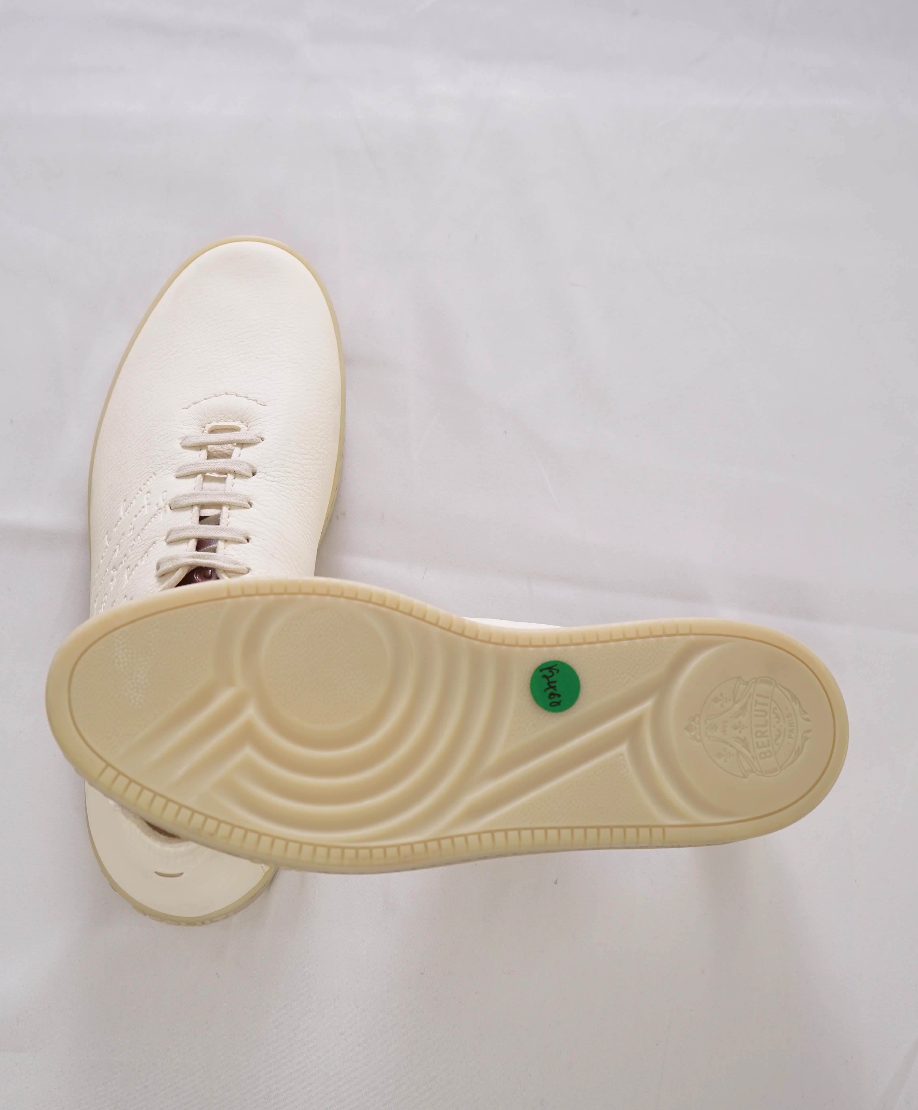 $1,720 BERLUTI PARIS- "SCRITTO" Leather Lace-Up Sneakers Ivory - 9.5 US (8.5 Stamped)