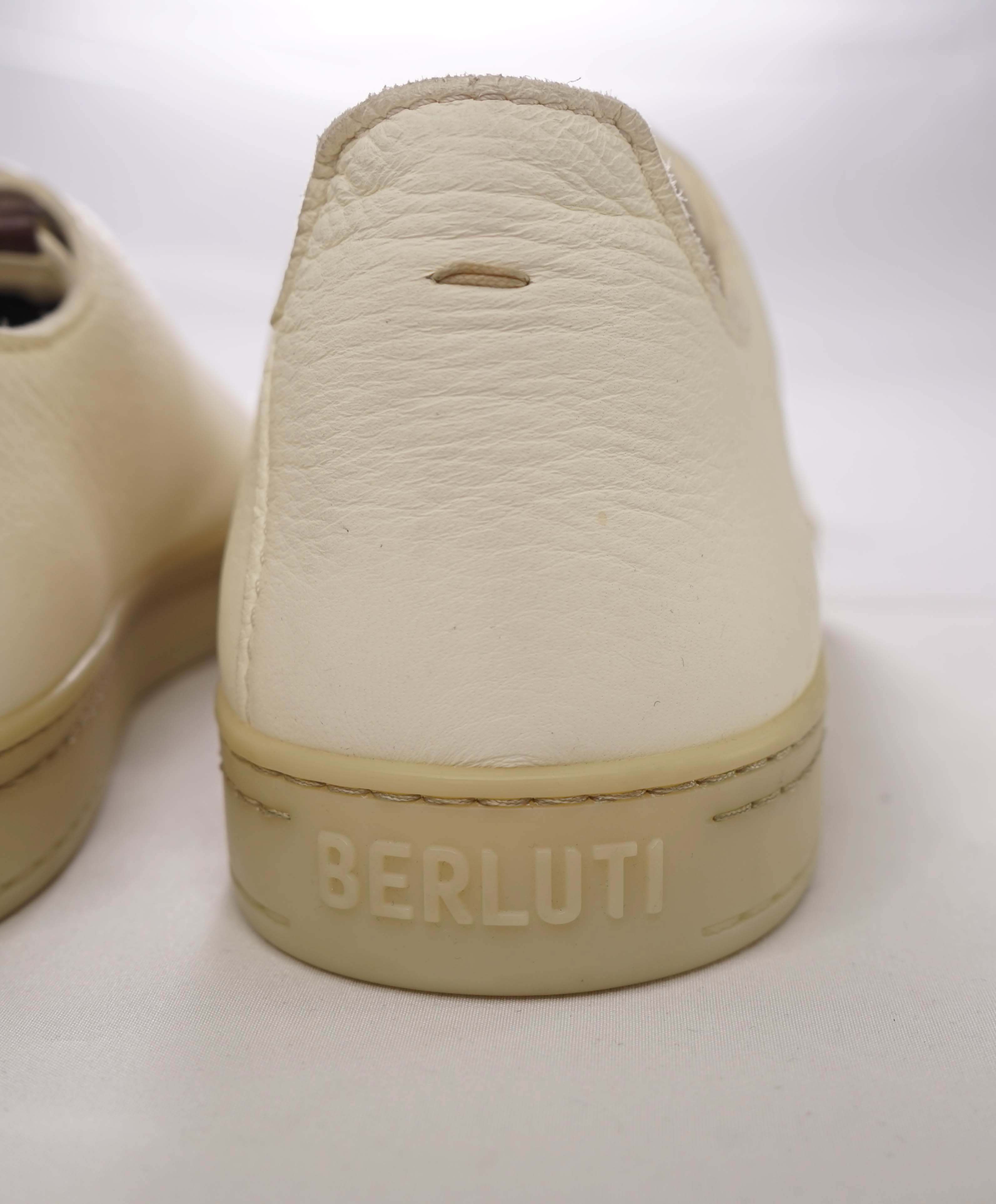 $1,720 BERLUTI PARIS- "SCRITTO" Leather Lace-Up Sneakers Ivory - 9.5 US (8.5 Stamped)
