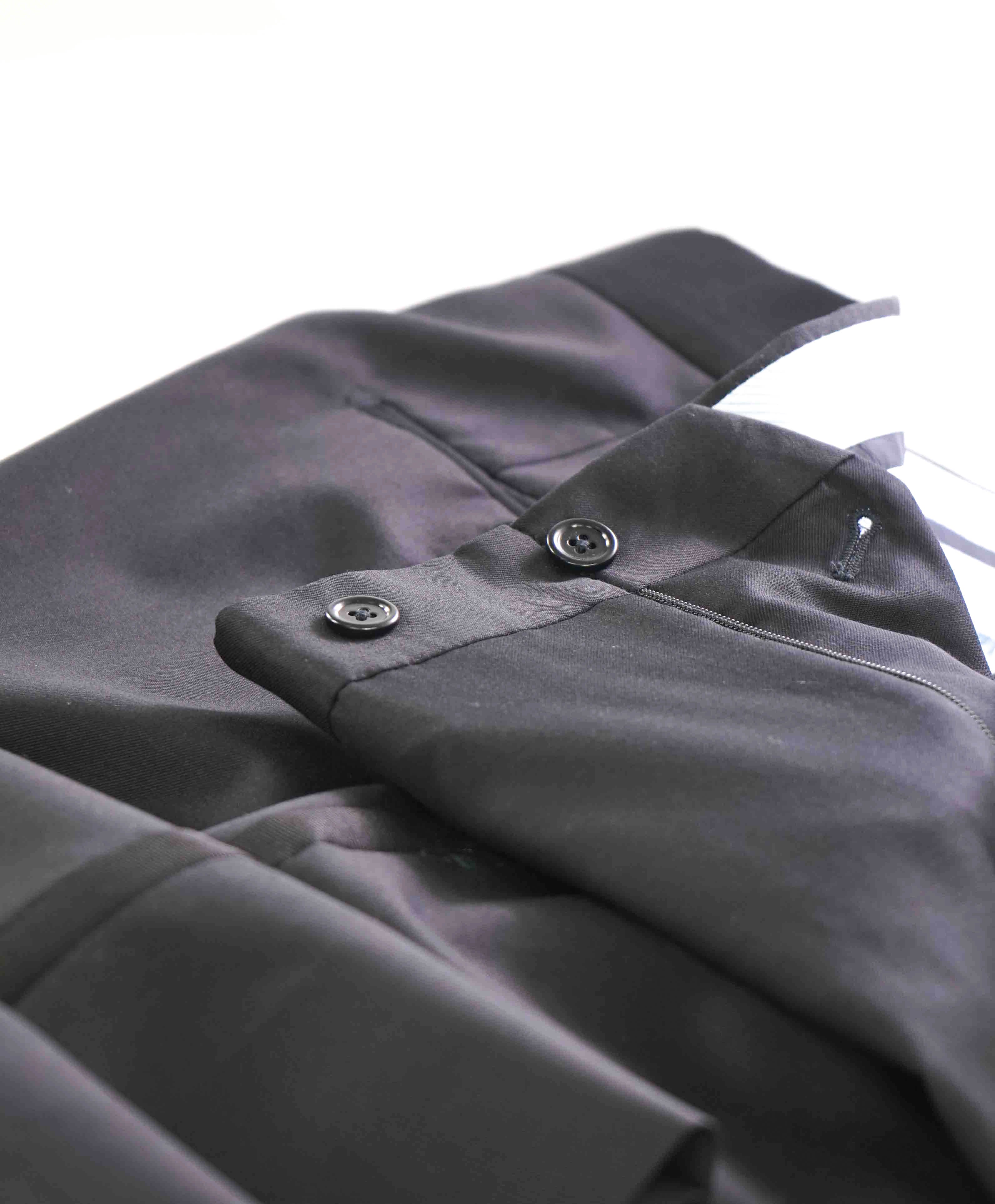 $398 SAKS FIFTH AVE - Black Wool MADE IN ITALY Flat Front Dress Tux Pants- 32W