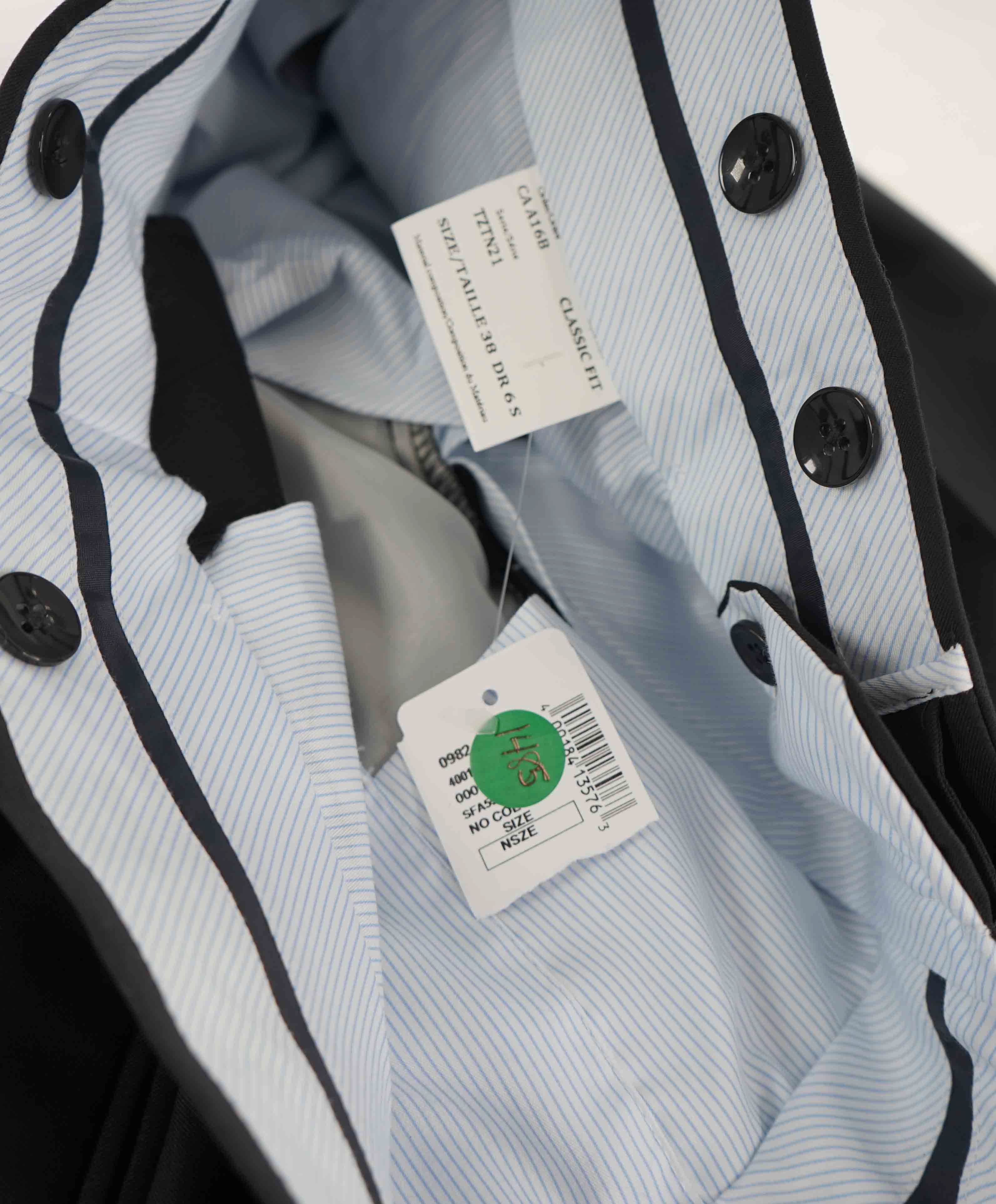 $398 SAKS FIFTH AVE - Black Wool MADE IN ITALY Flat Front Dress Tux Pants- 32W