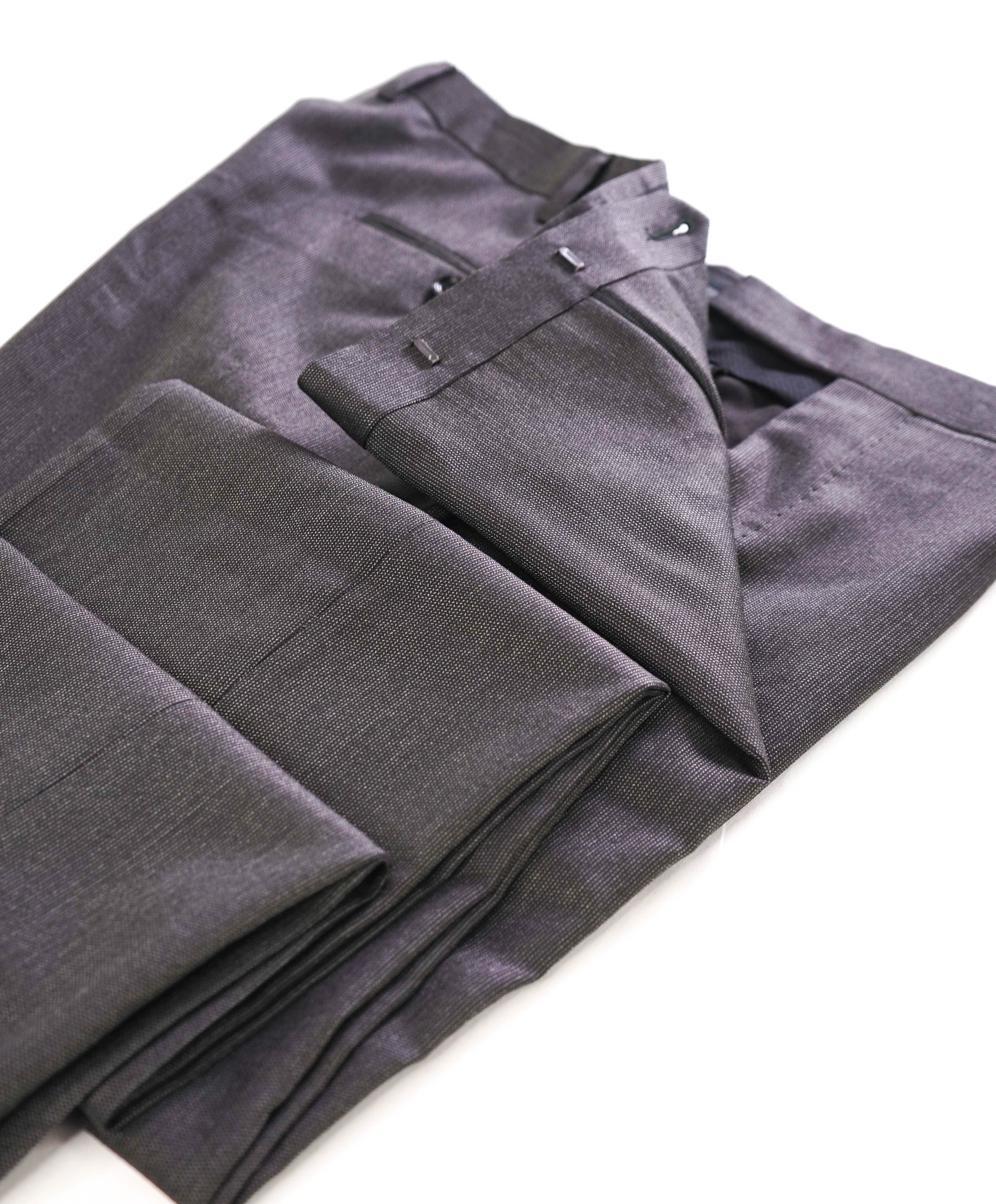 Z ZEGNA - Gray Textured Flat Front Dress Pants - 38W