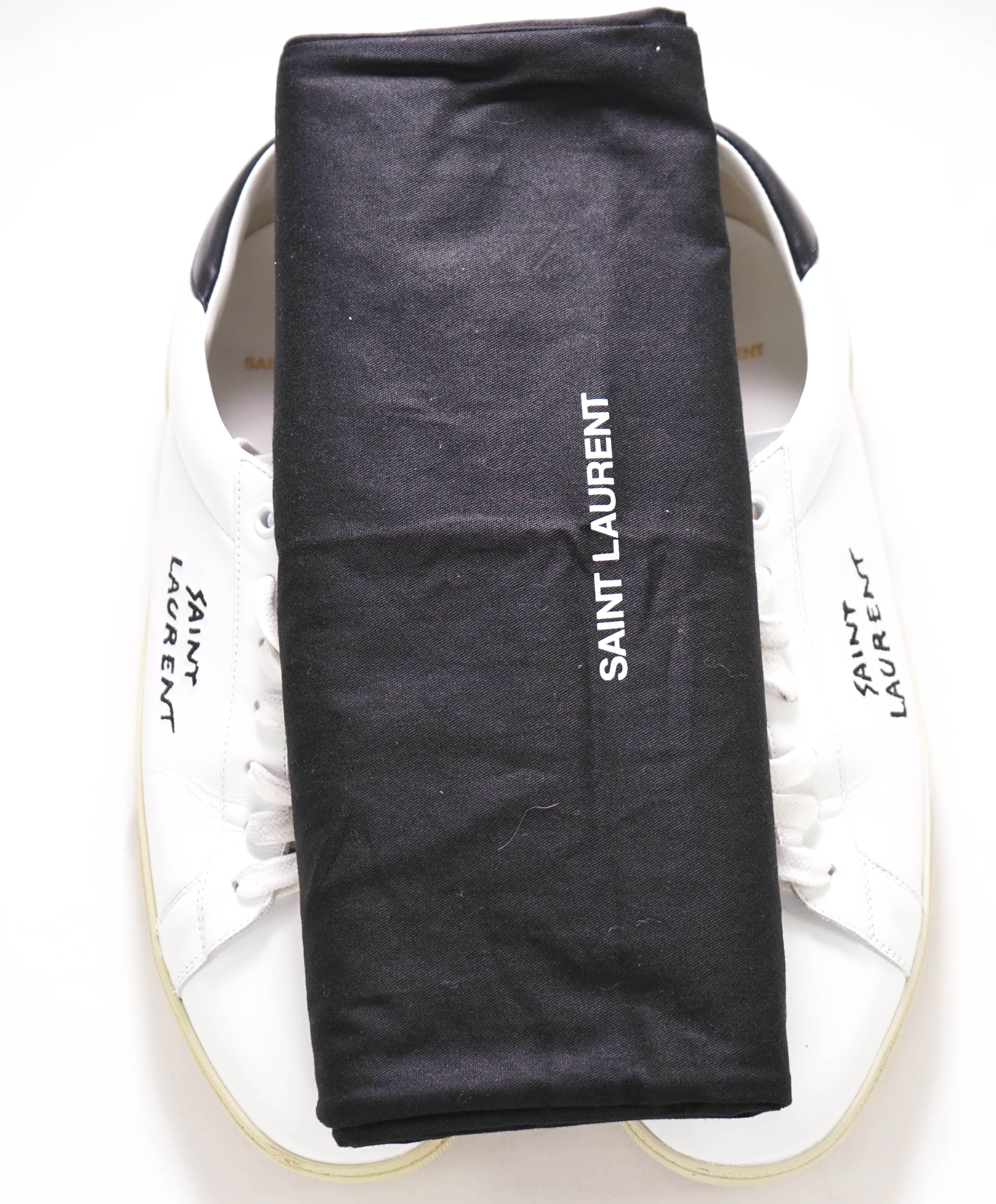 $800 SAINT LAURENT - Court Sneakers White Leather - 11 (44EU)