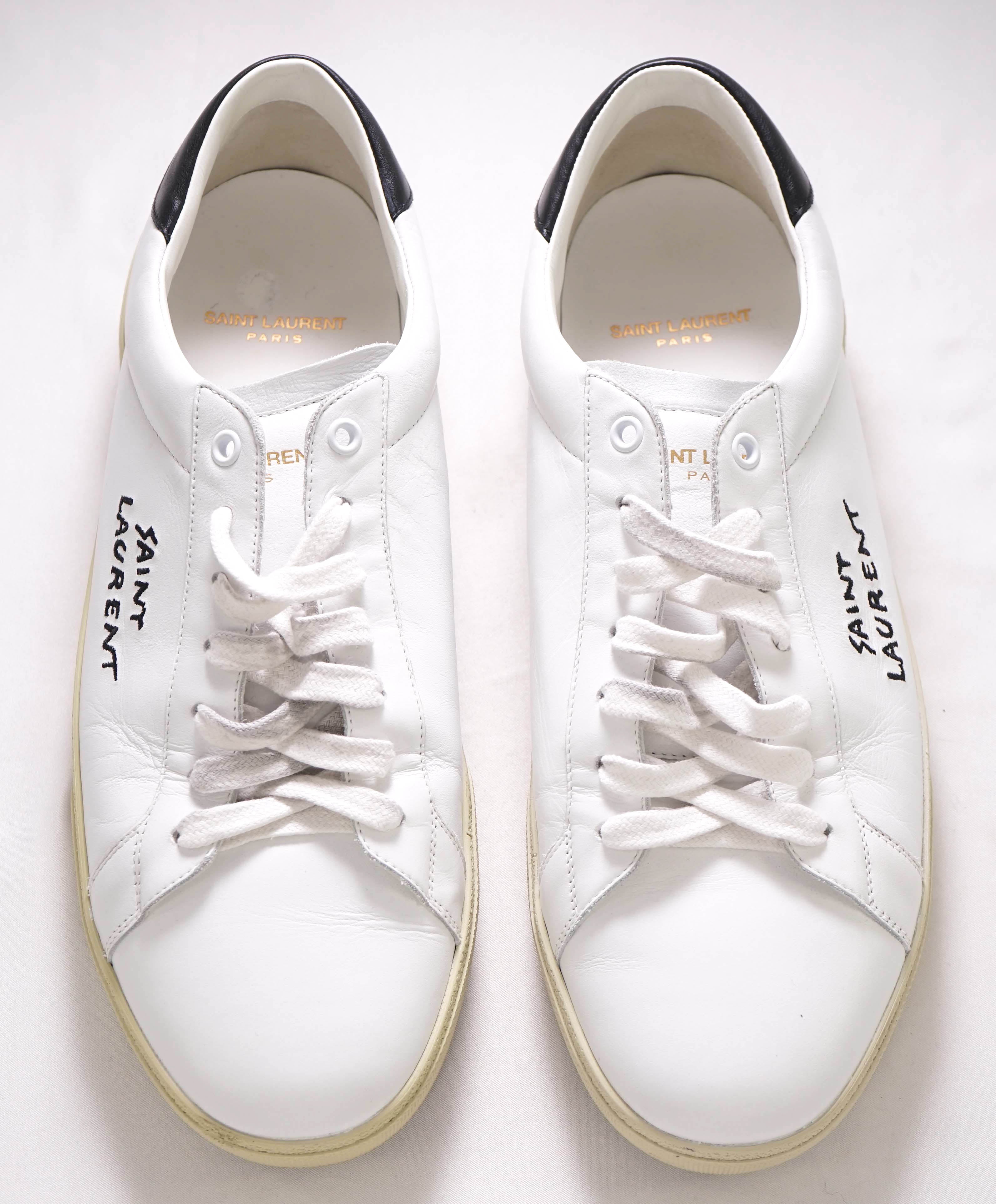 $800 SAINT LAURENT - Court Sneakers White Leather - 11 (44EU)