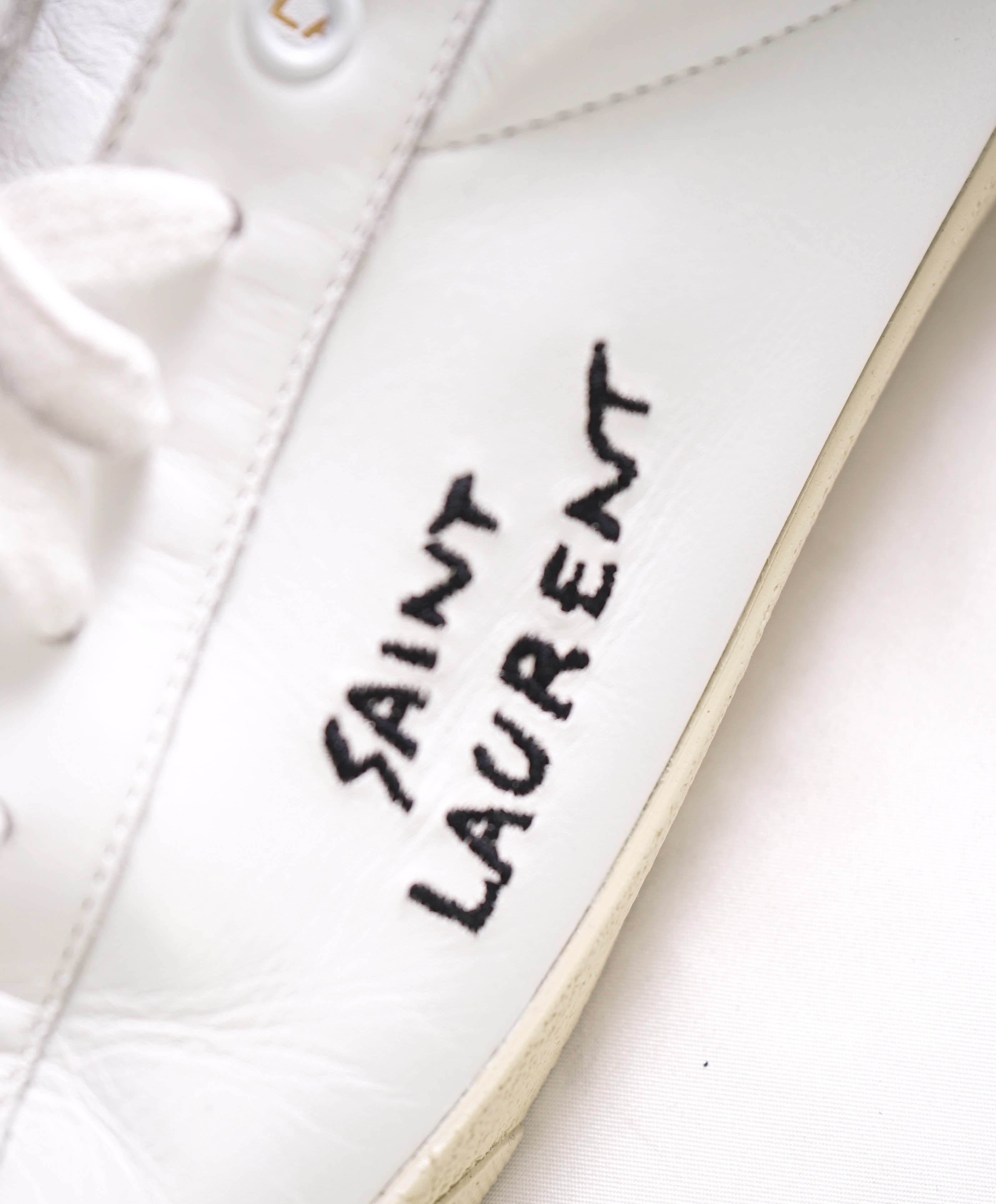 $800 SAINT LAURENT - Court Sneakers White Leather - 11 (44EU)