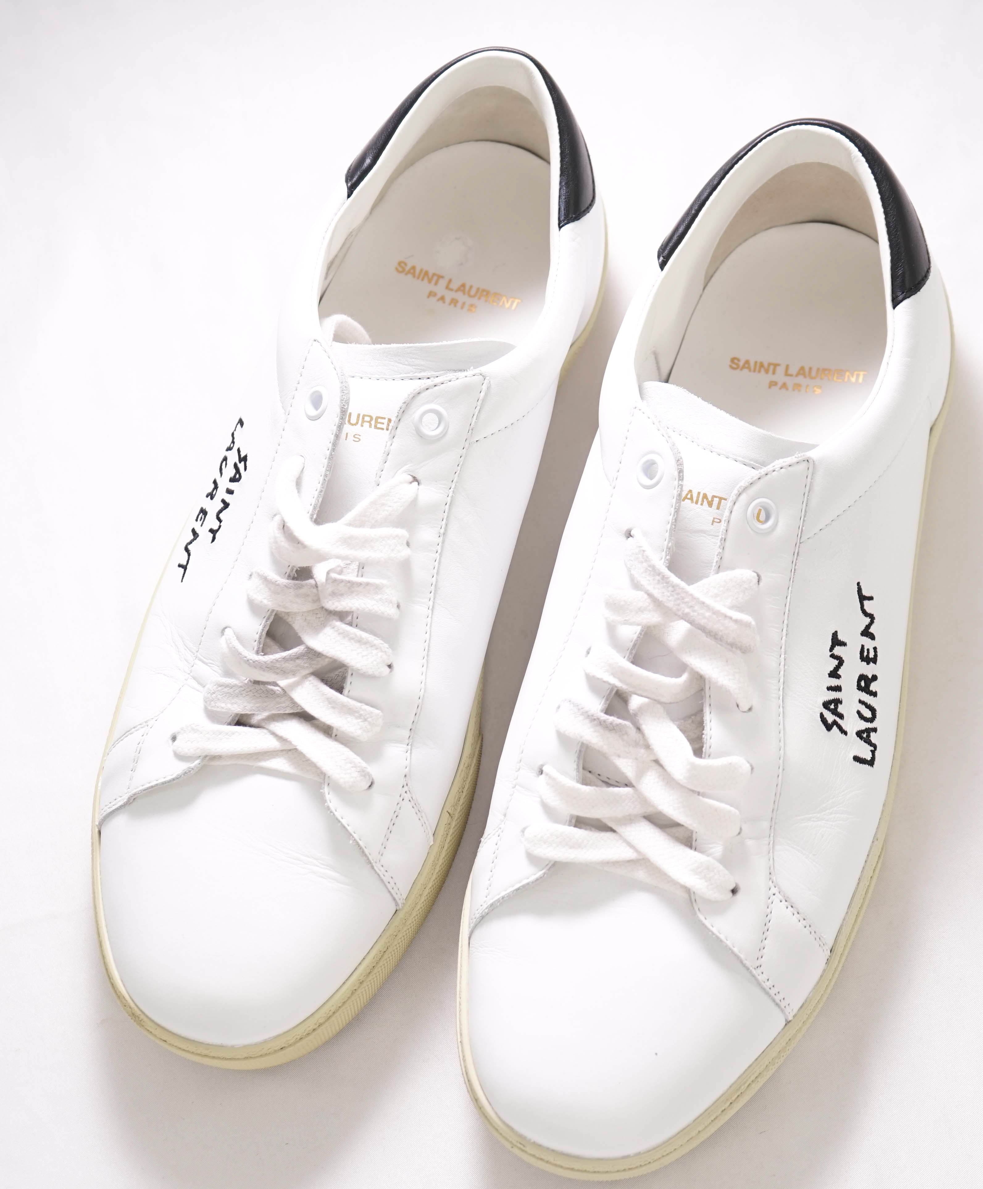 $800 SAINT LAURENT - Court Sneakers White Leather - 11 (44EU)