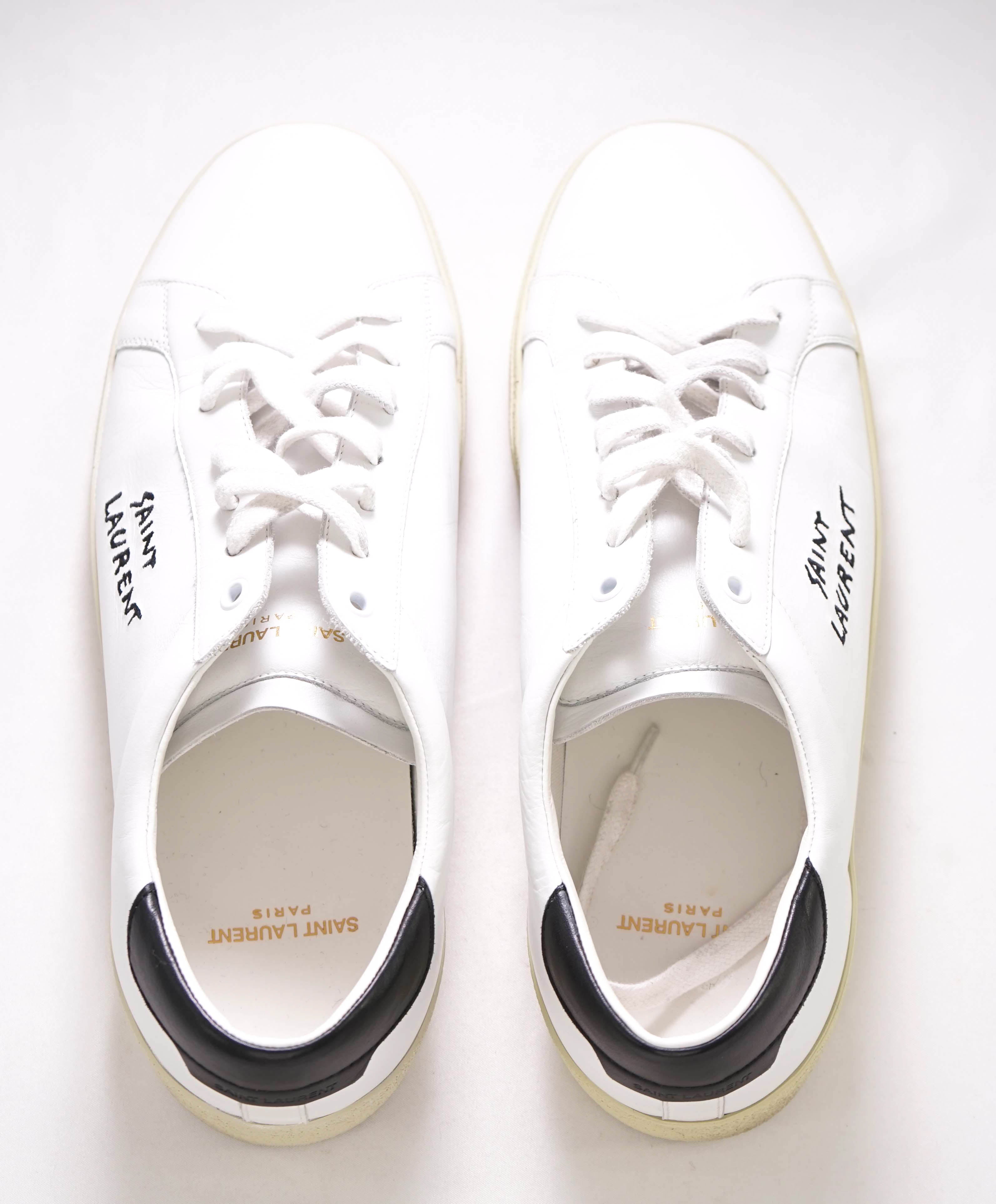 $800 SAINT LAURENT - Court Sneakers White Leather - 11 (44EU)