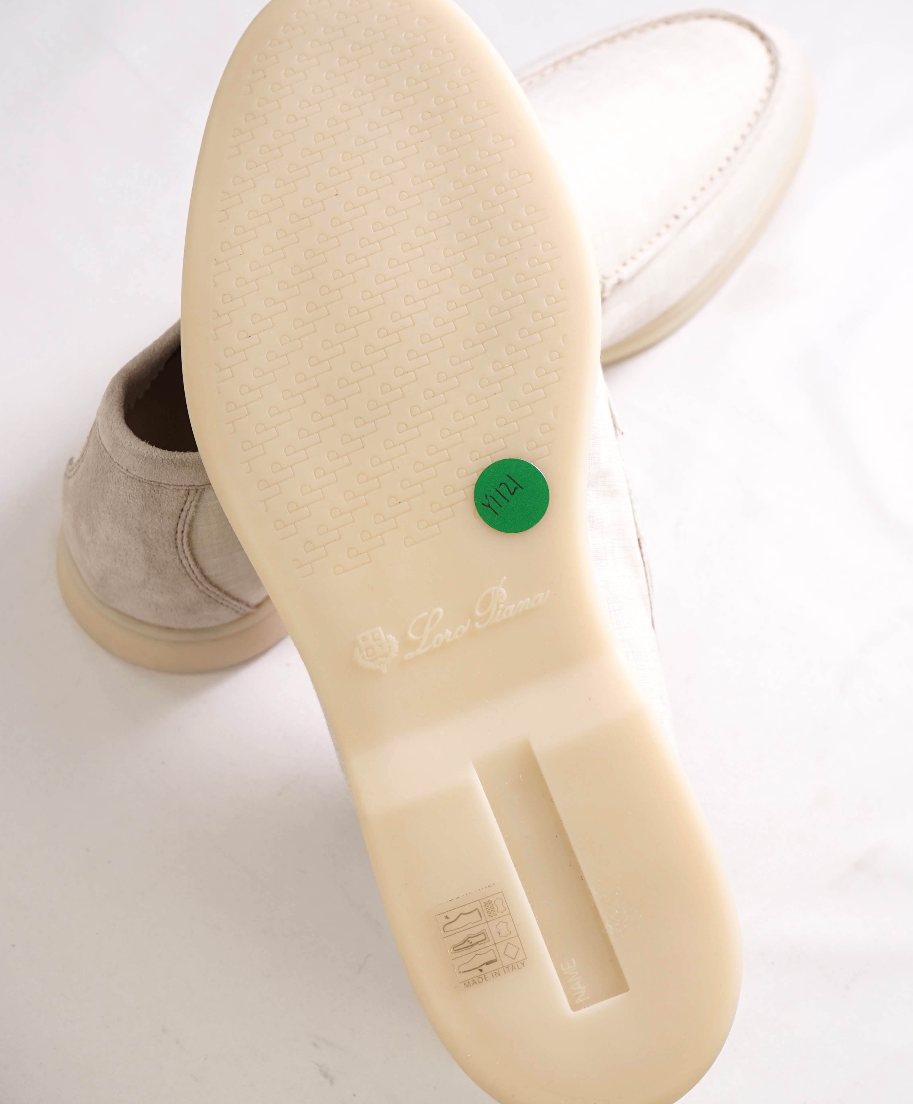 $960 LORO PIANA - "SUMMER WALK" Suede/Linen Neutral Loafer - 12 US (45EU)