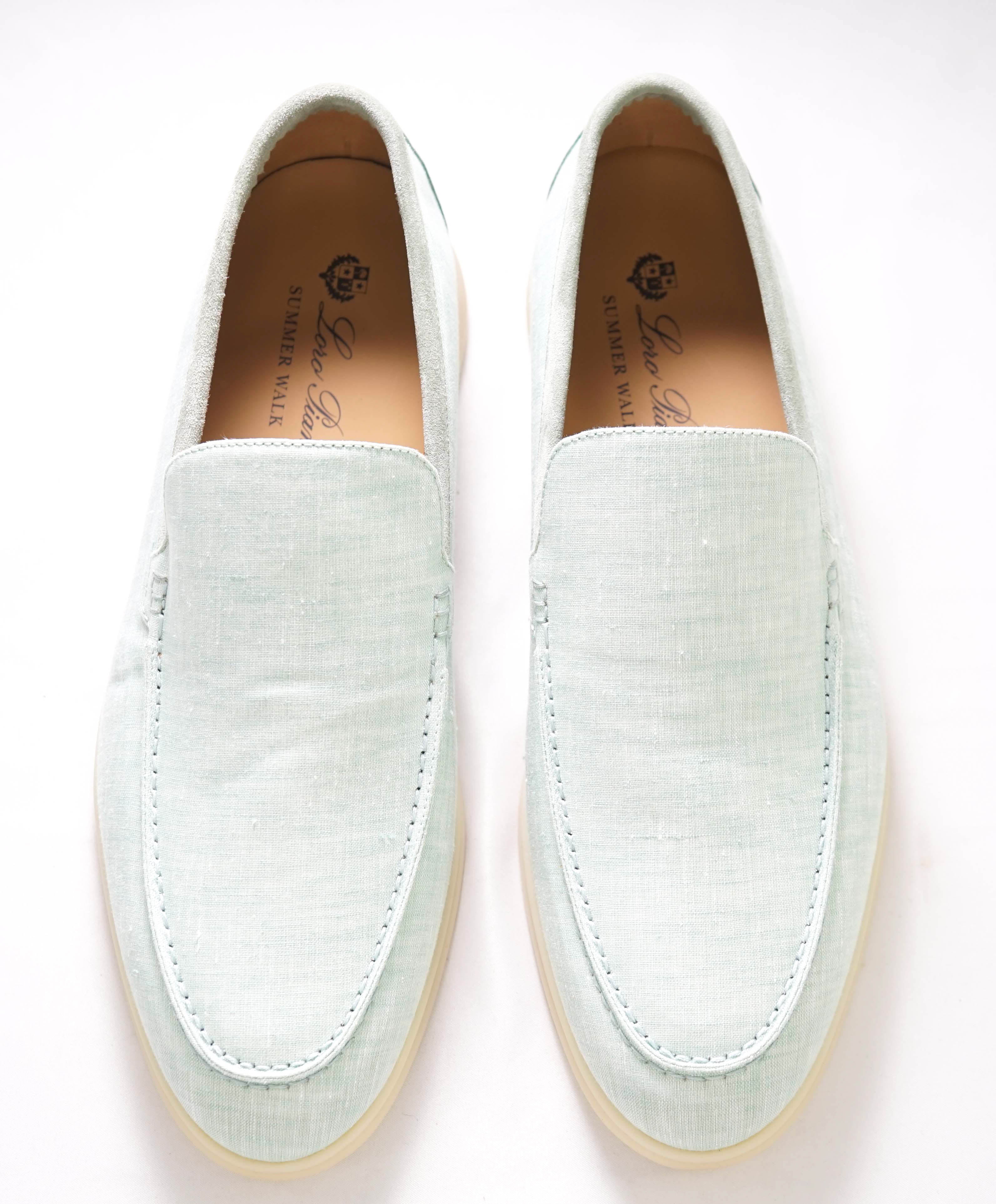 $960 LORO PIANA - "SUMMER WALK" Suede/Linen Mint Loafer - 11.5 US (44.5EU)