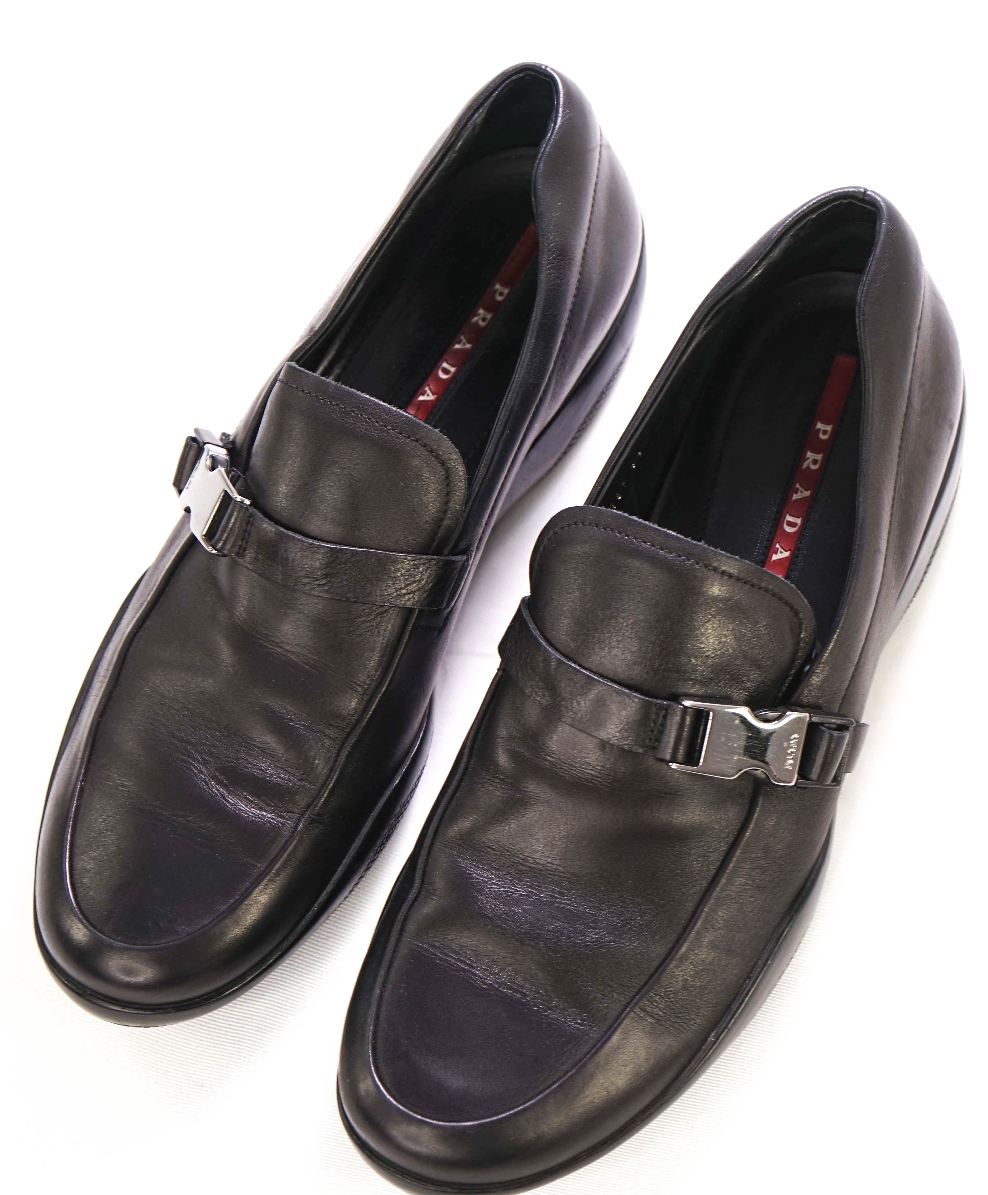 $795 PRADA - *LINEA ROSSA* Black Slip On Logo Vamp Loafer - 12 US (11 Prada)