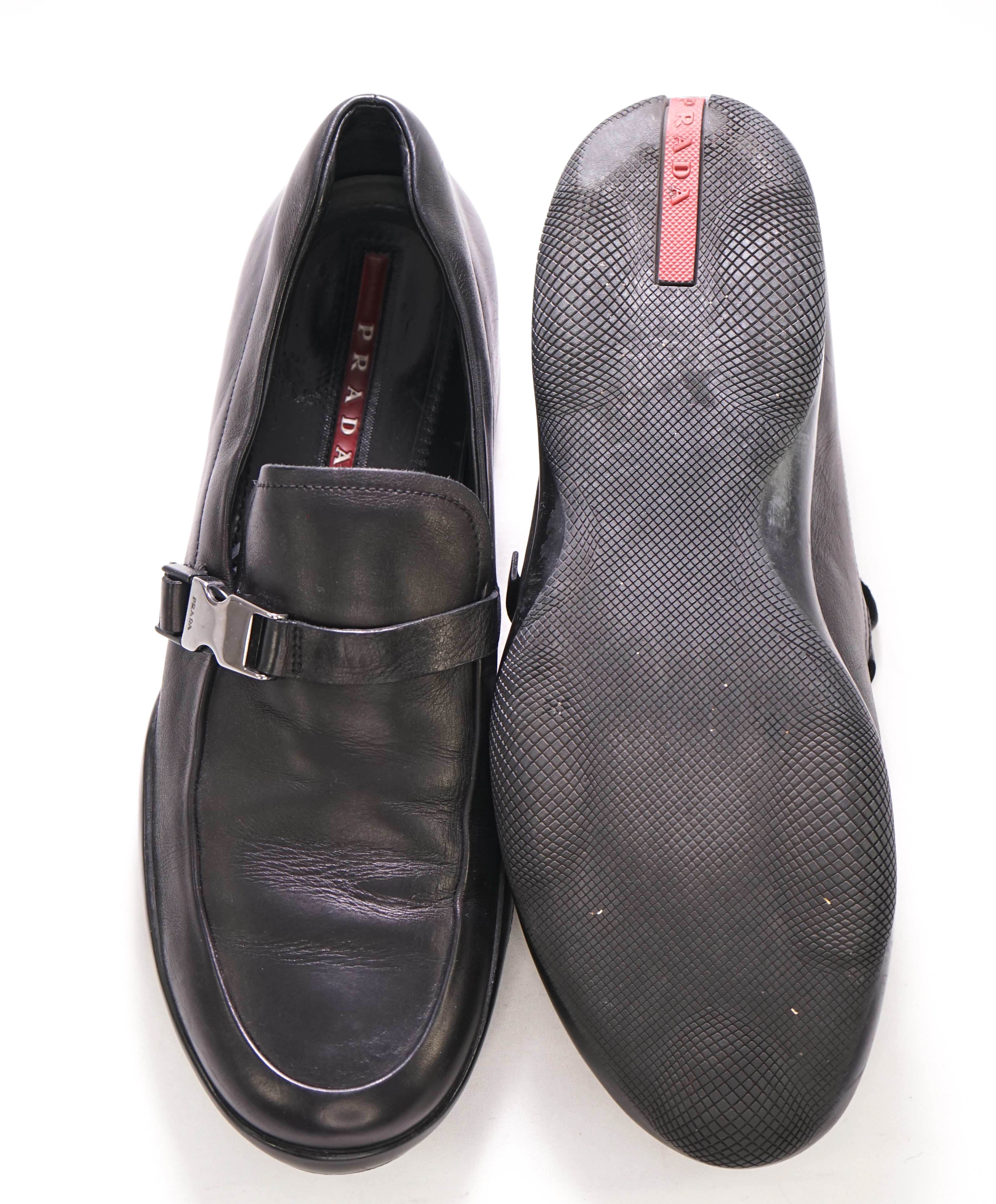 $795 PRADA - *LINEA ROSSA* Black Slip On Logo Vamp Loafer - 12 US (11 Prada)