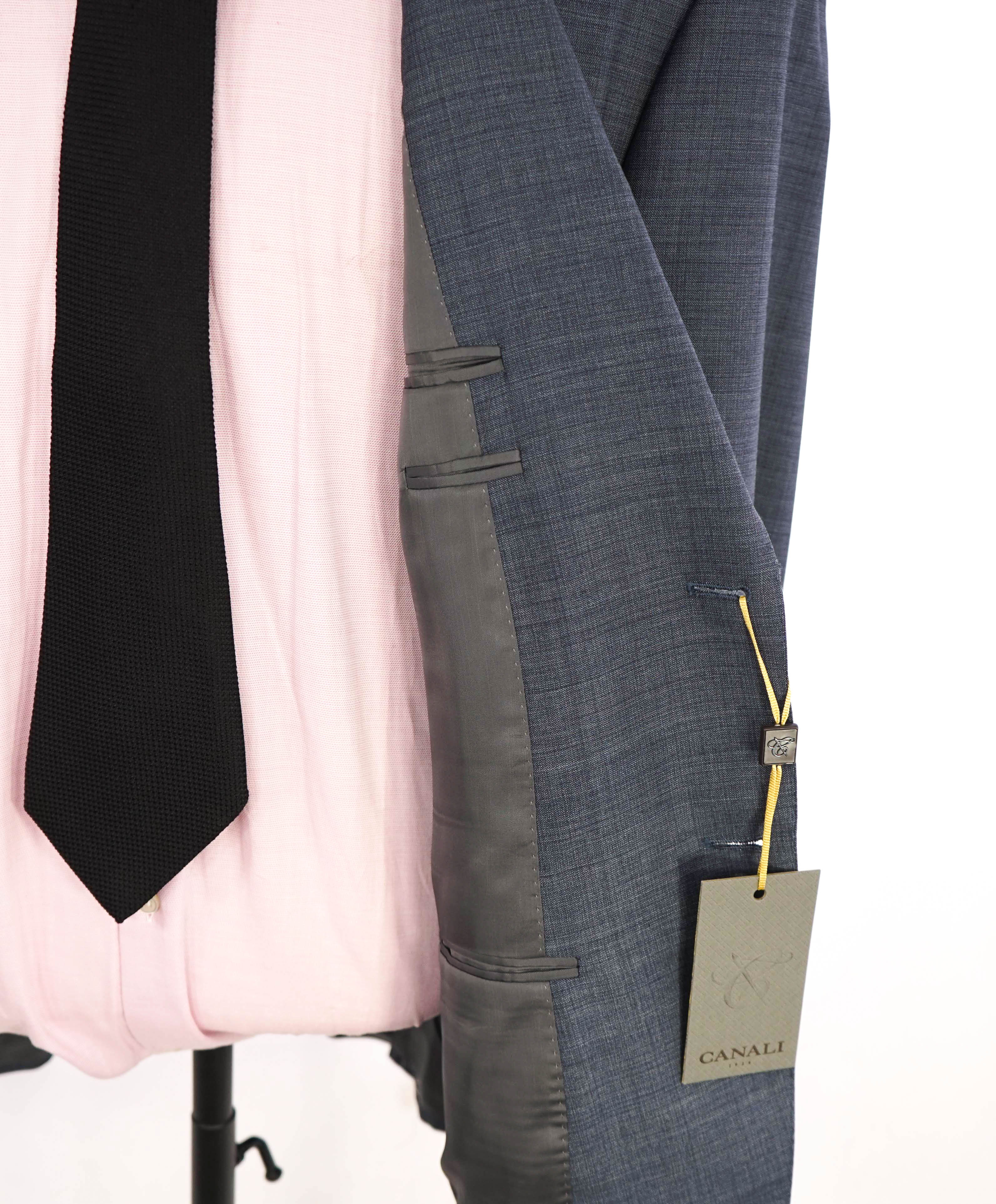 $2,095 CANALI - Steel Blue Textured Notch Lapel Blazer - 46R US