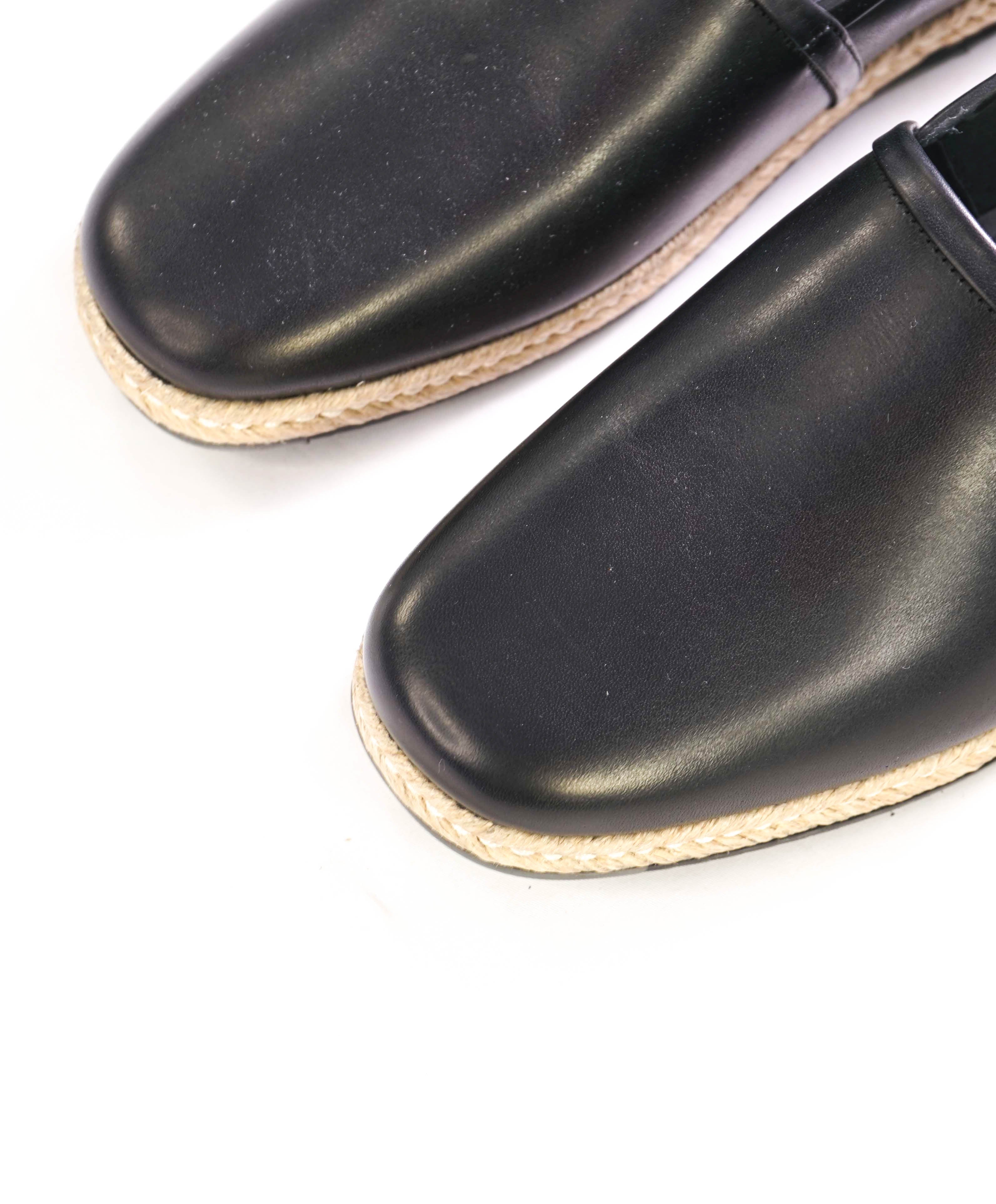 $750 SALVATORE FERRAGAMO - "GIUNONE 2" Black Espadrille Loafer - 8 US