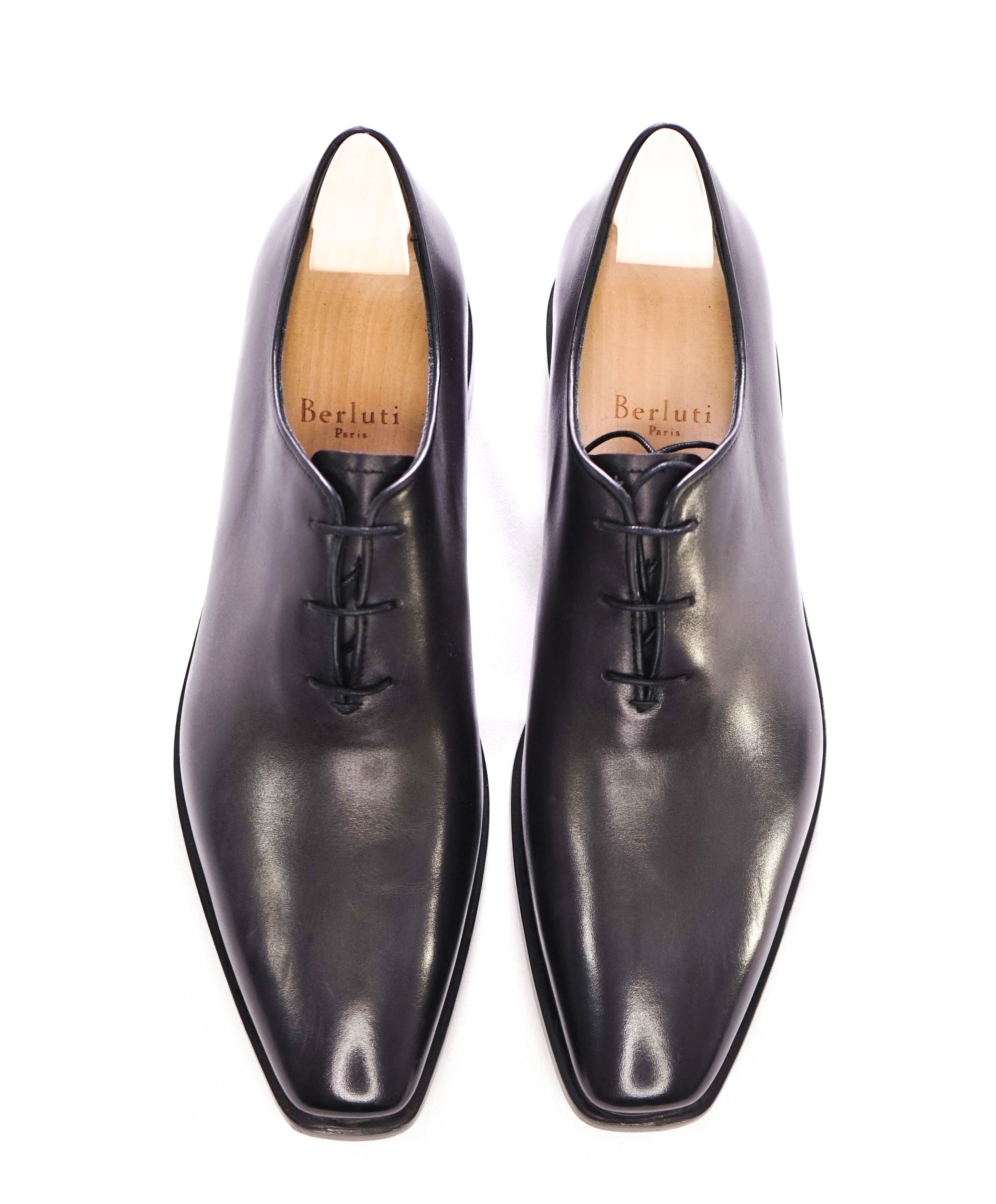 $2,480 BERLUTI PARIS- "ALESSANDRO" Gray Patina Leather Oxfords - 8 US (7 Stamped)
