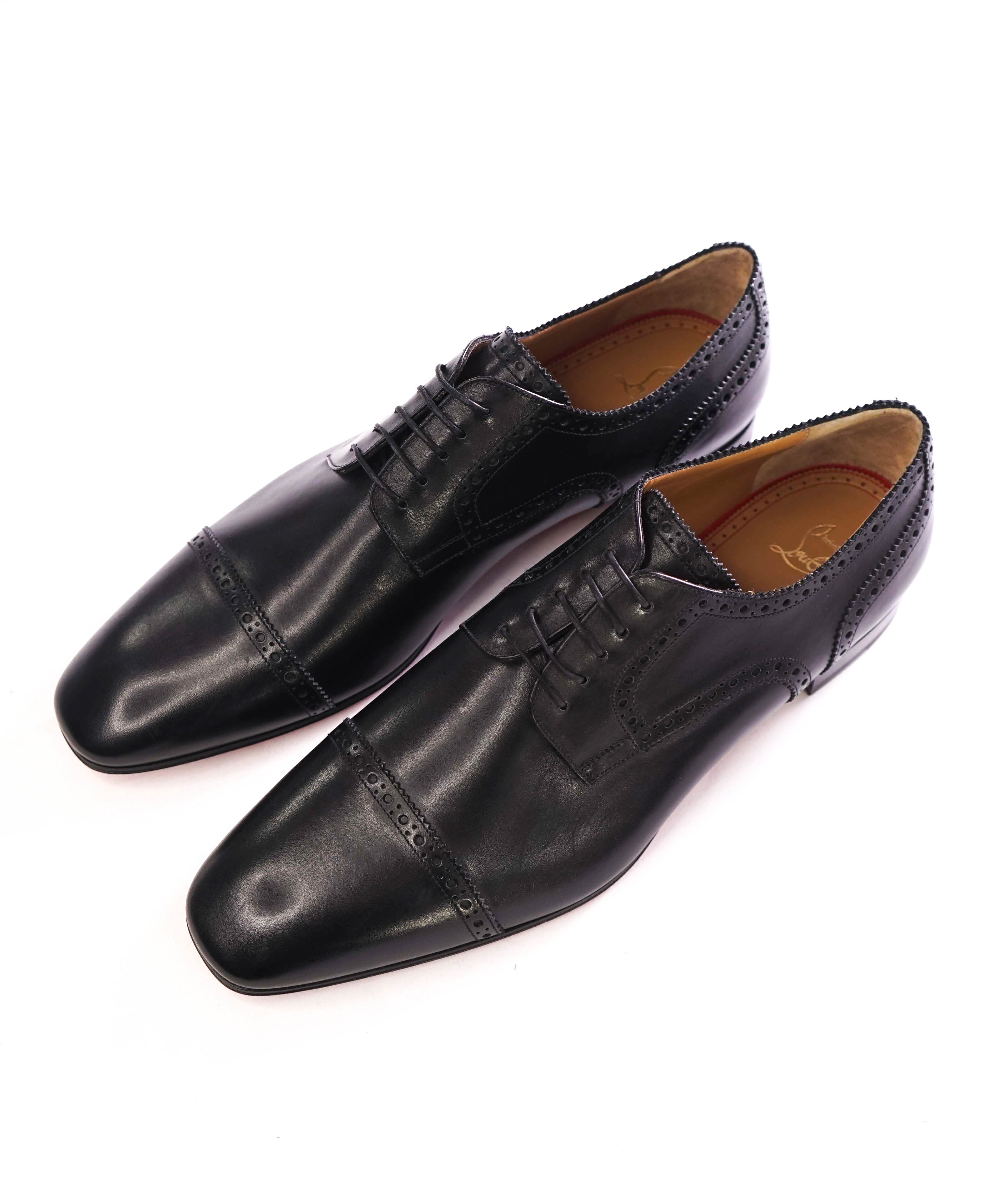 $1,100 CHRISTIAN LOUBOUTIN - *GREGGO* Leather Black Oxfords - 12.5 US (45.5)