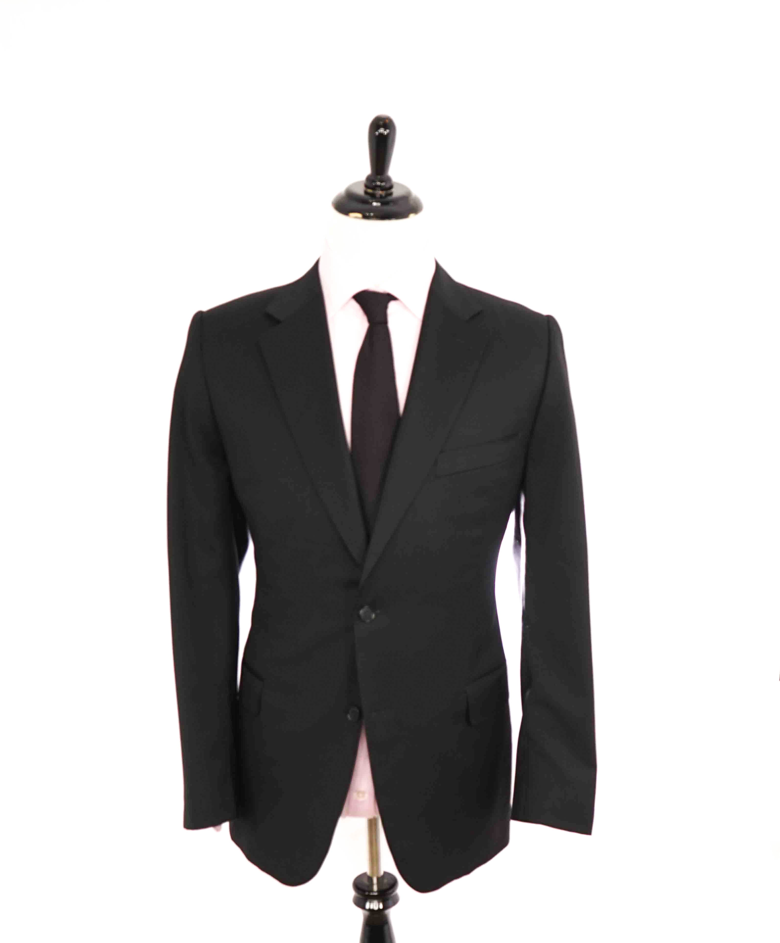 $1,645 CANALI - Black Solid Notch Lapel 2-Btn Blazer - 46R