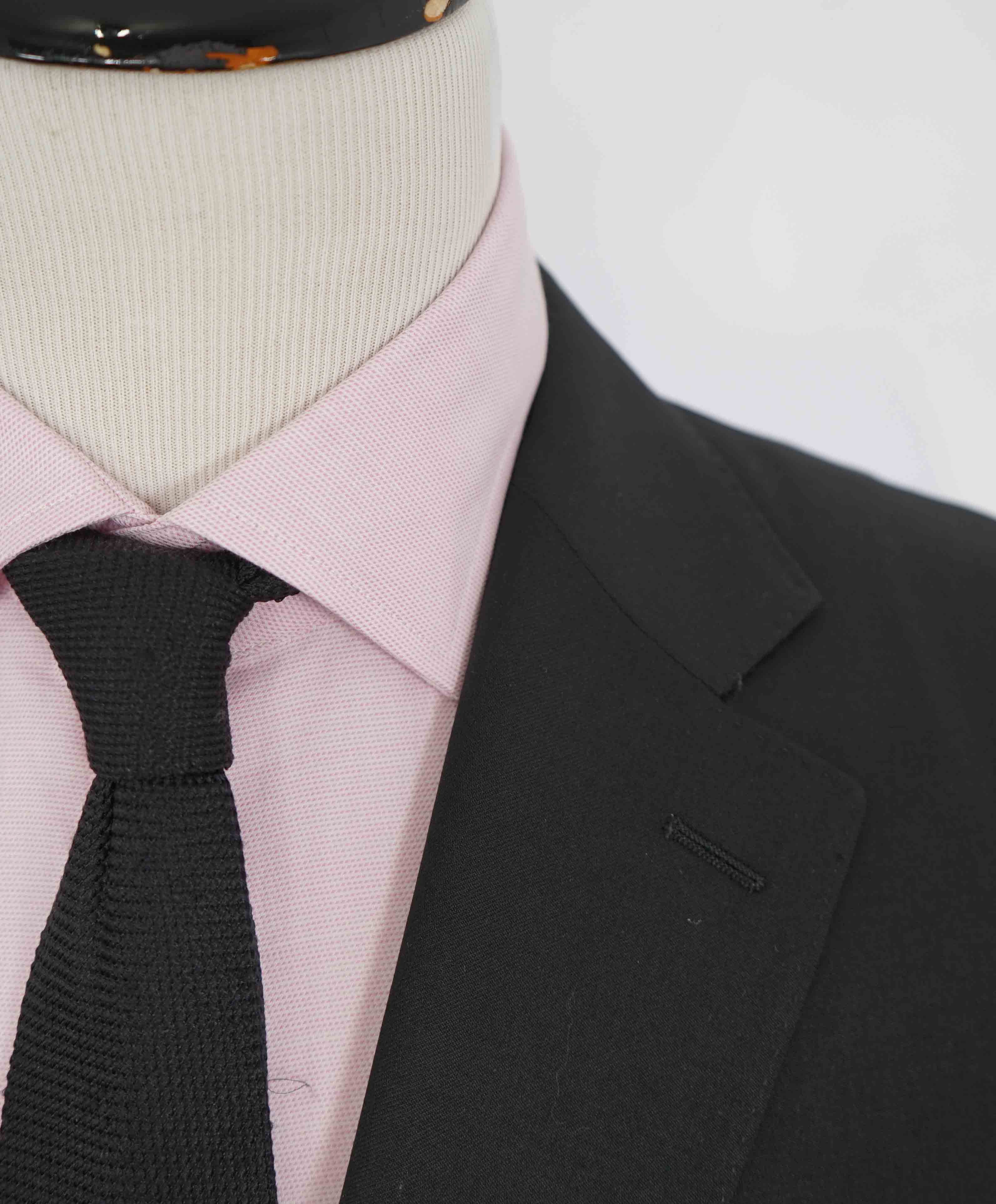 $1,645 CANALI - Black Solid Notch Lapel 2-Btn Blazer - 46R