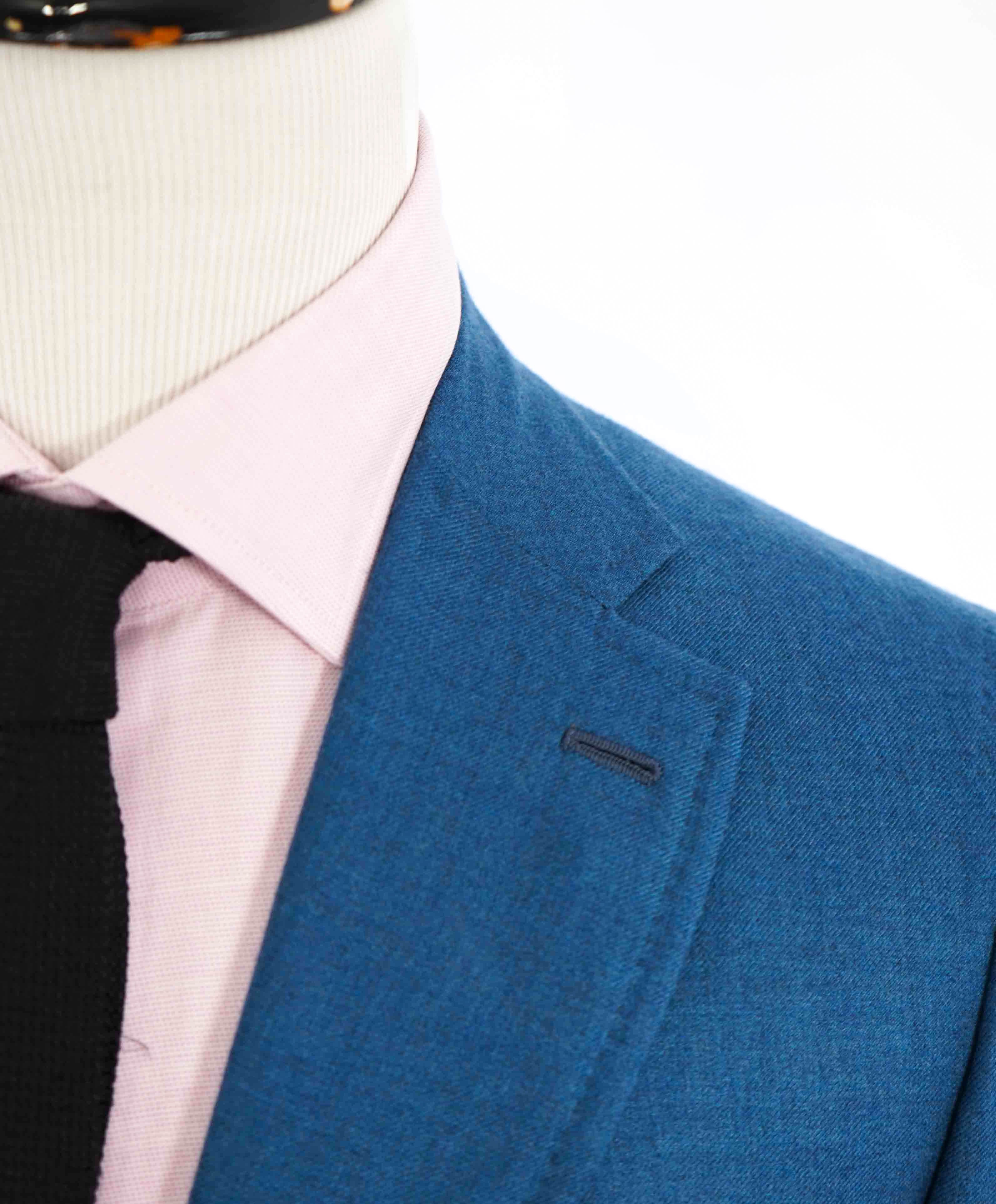 $4,695 ISAIA - 93% CASHMERE 7% SILK Teal Blue Logo Blazer - 42L