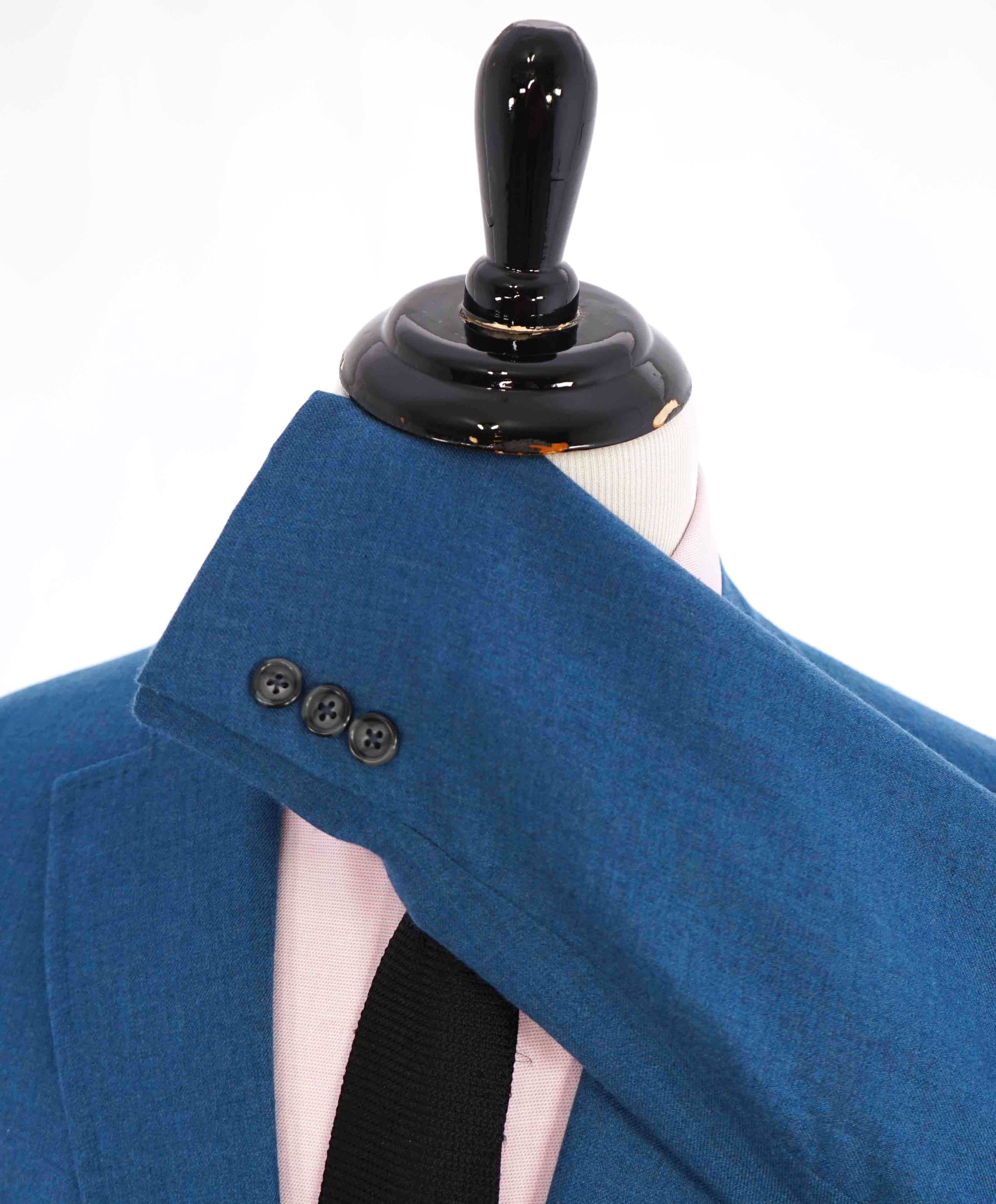 $4,695 ISAIA - 93% CASHMERE 7% SILK Teal Blue Logo Blazer - 42L