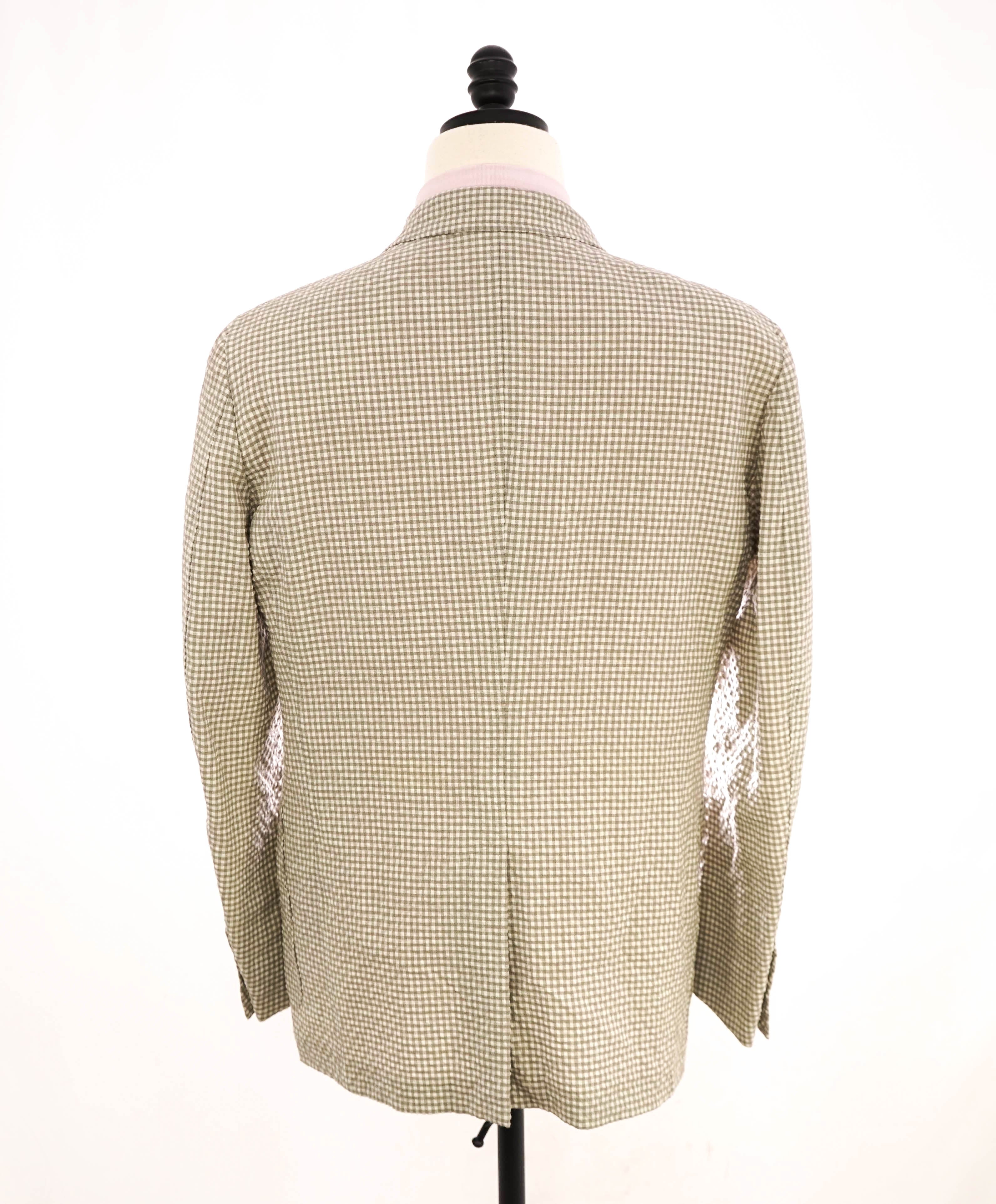 $2,895 ERMENEGILDO ZEGNA - Neutral Unlined WOOL/LINEN/SILK Seersucker Blazer - 38R (48EU)