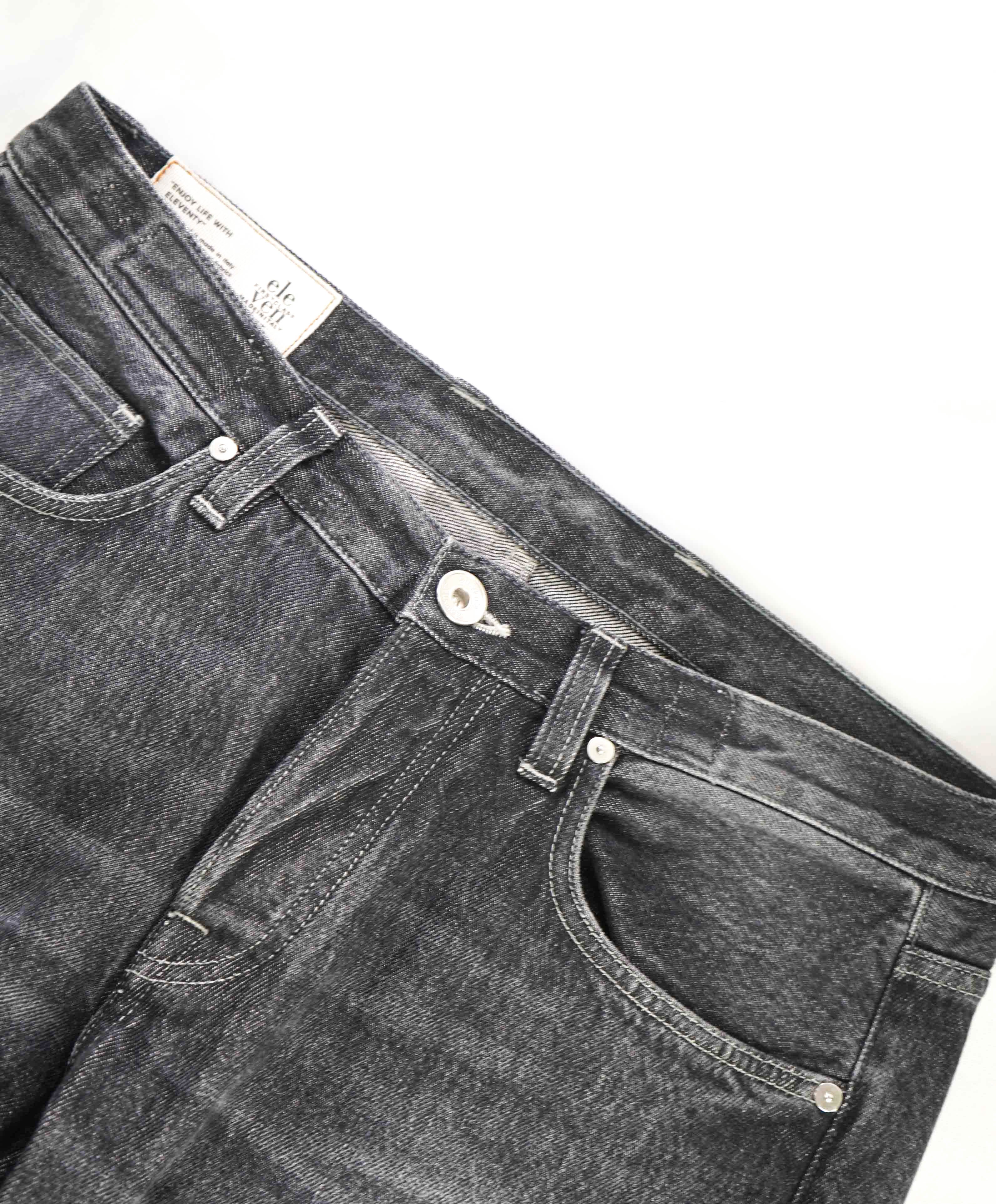 $795 ELEVENTY - Black Cotton Washed Denim Casual Pants LOGO Jeans - 33W