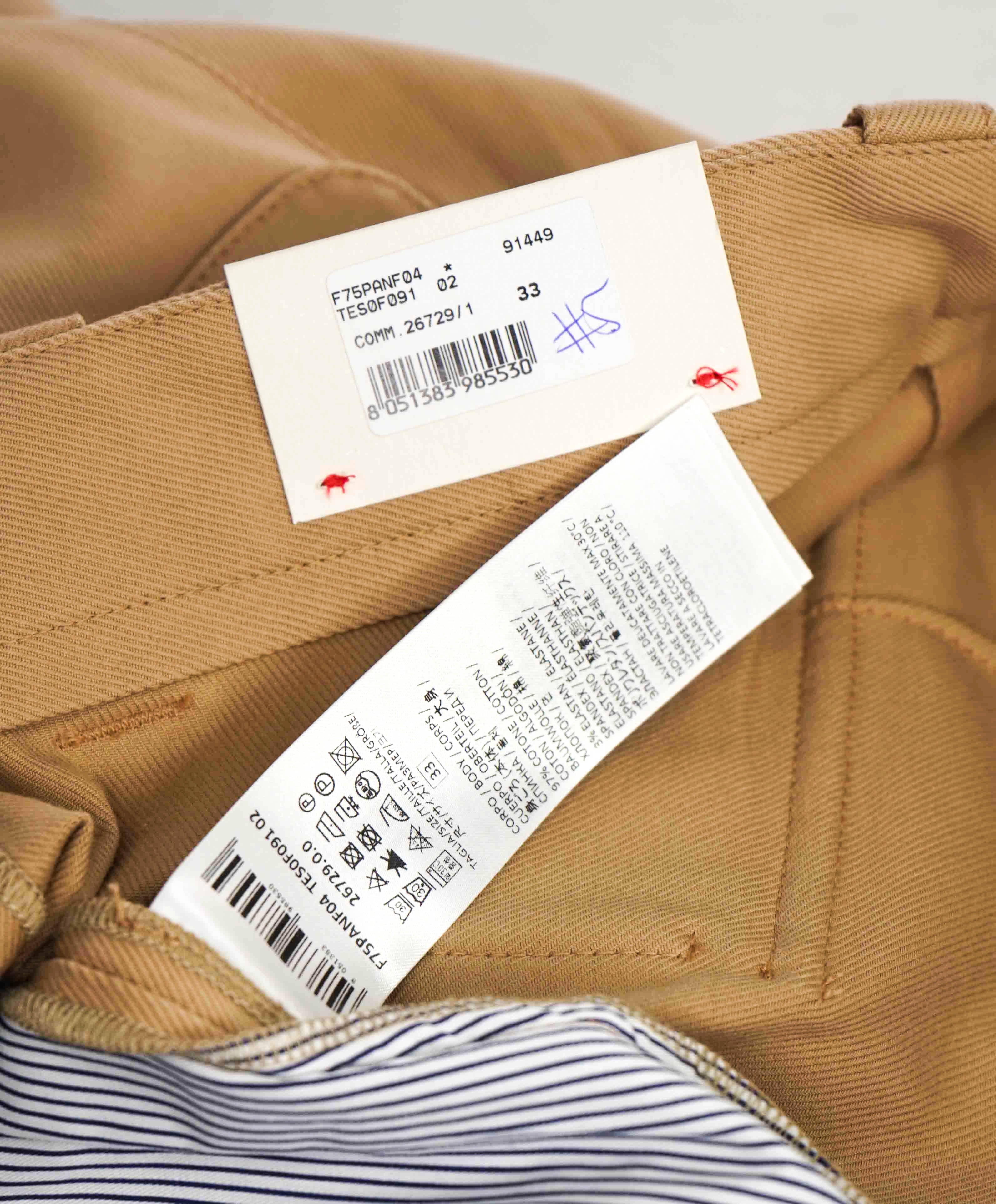 $695 ELEVENTY - Cotton PERFORMANCE Cuffed Cargo Patch Pocket Pants- 33W