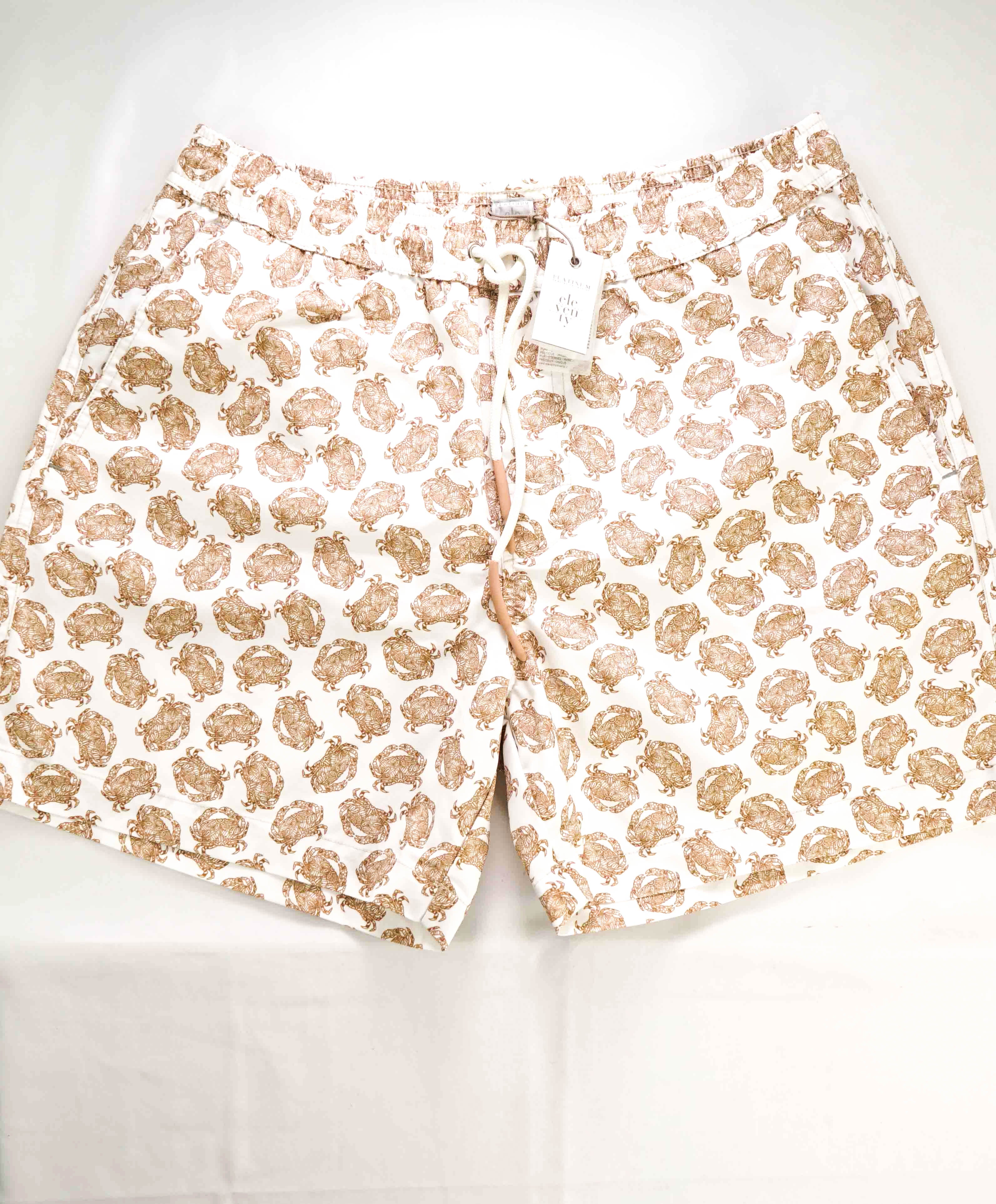 $345 ELEVENTY - Crab Pattern Draw String Swim Shorts - M