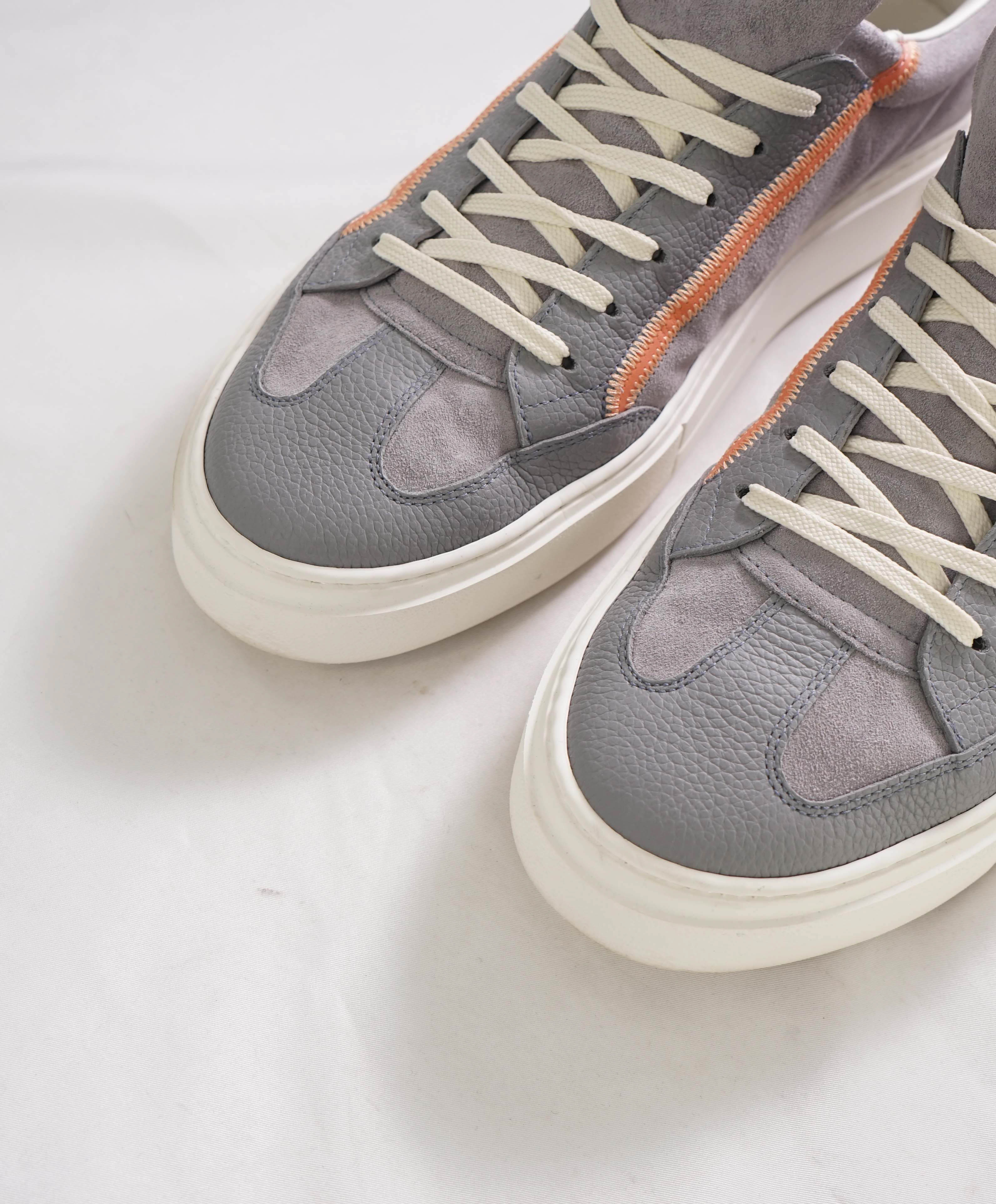 $750 SALVATORE FERRAGAMO - *BORG 5* Gray/Salmon Gancini Sneaker - 10 M US