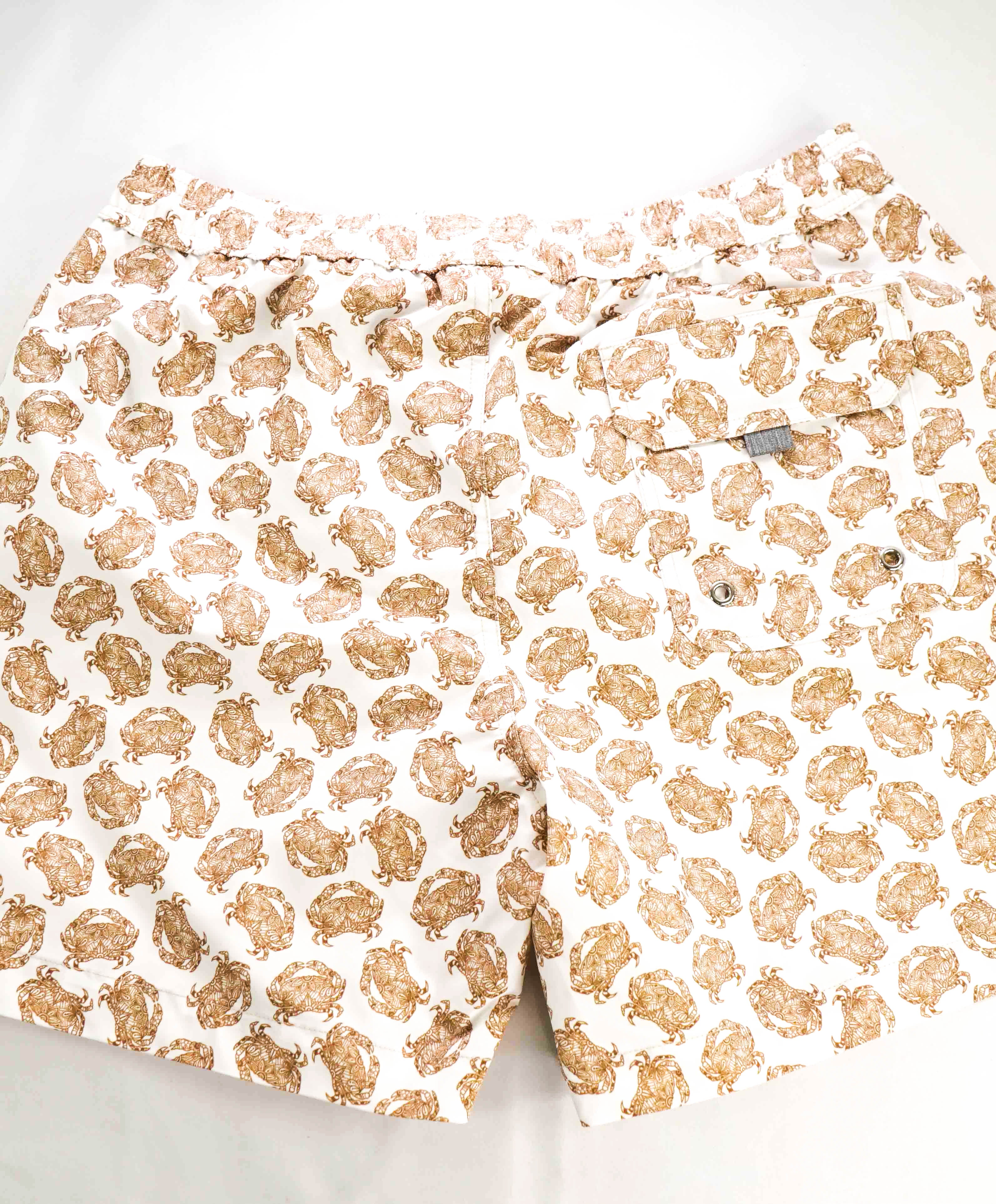 $345 ELEVENTY - Crab Pattern Draw String Swim Shorts - M