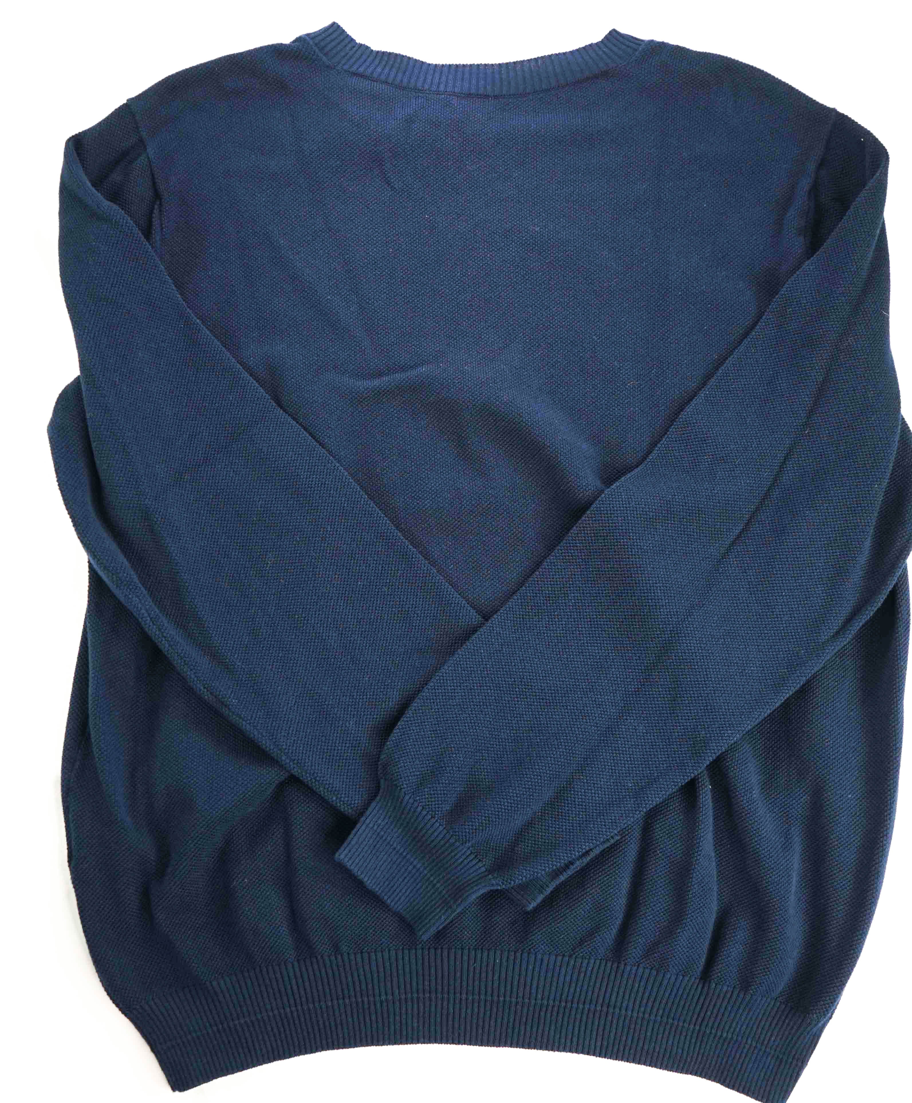 $495 ELEVENTY - *COTTON* Navy Blue Pique Crewneck Sweater - XL