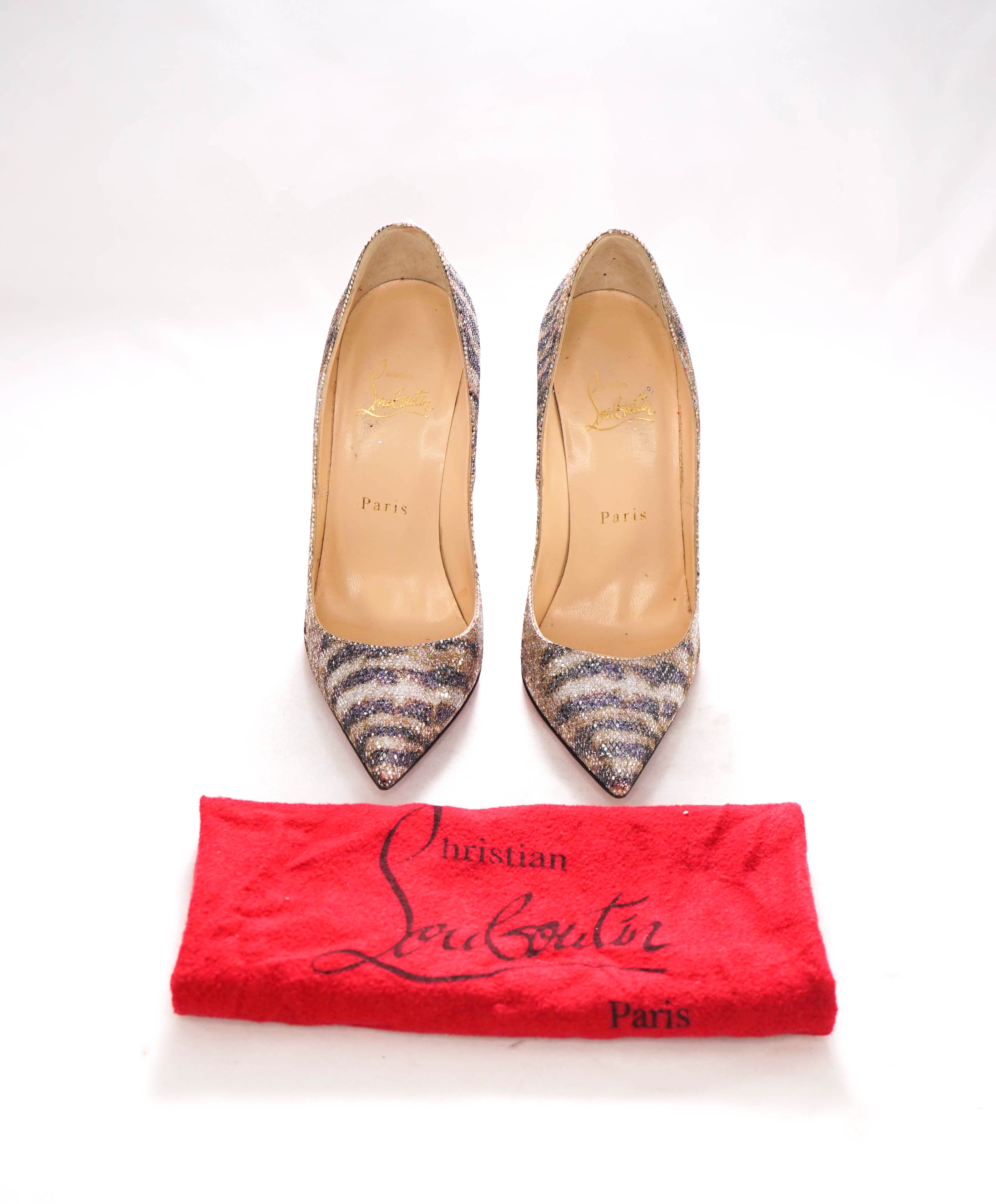 $945 CHRISTIAN LOUBOUTIN - "Pigalle Follies" Glitter Sirene 120 Heels Pumps - 36.5
