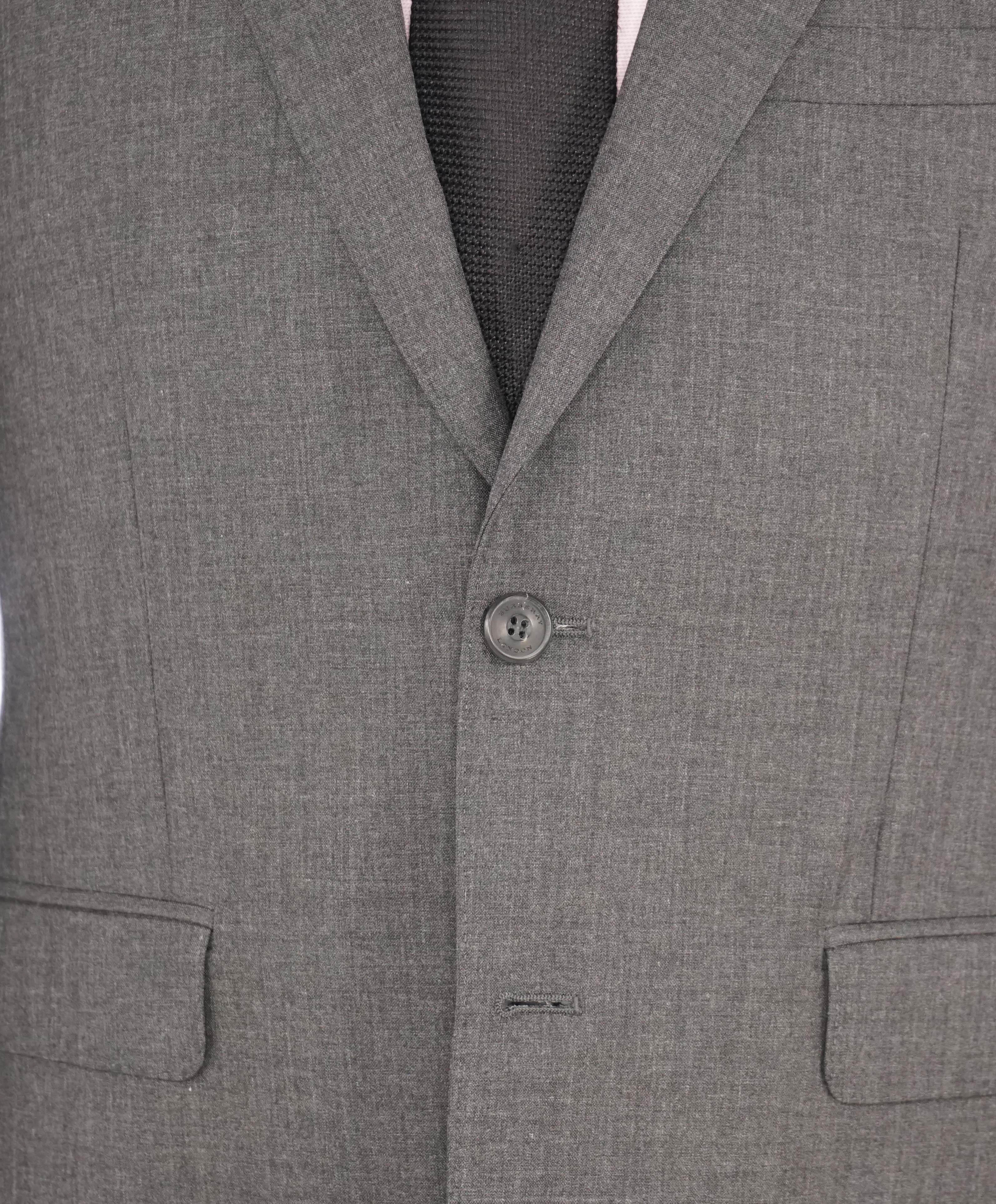 $2,395 BURBERRY LONDON - Made In Italy Wool Gray "MILBURY" LOGO Suit - 42R