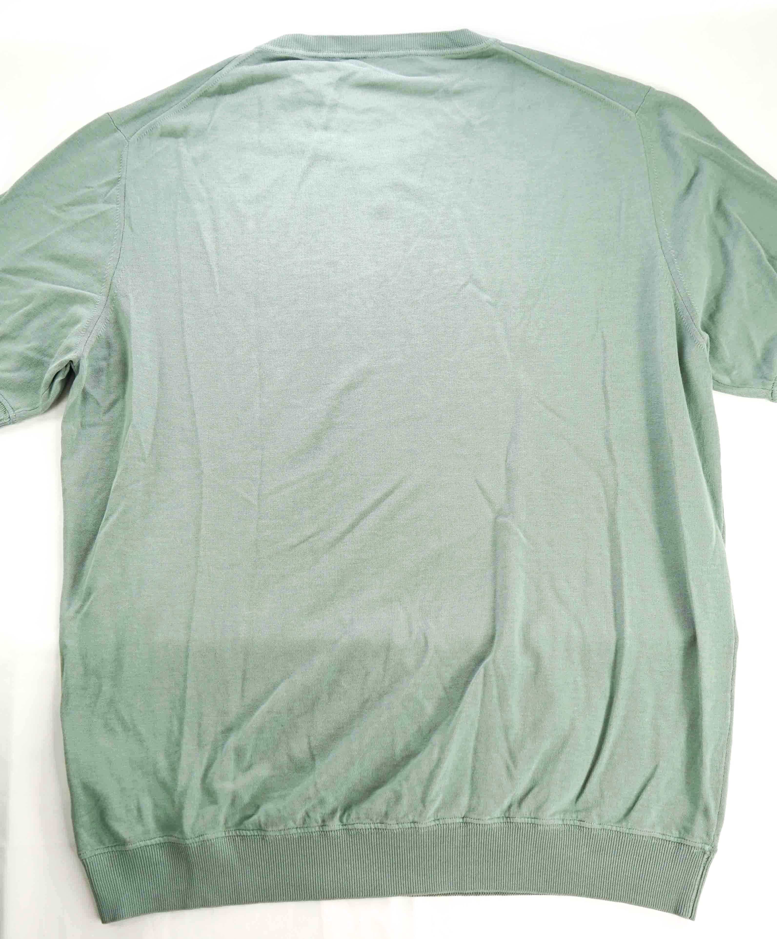 $645 ELEVENTY - *COTTON* Mint Green Pique Short Sleeve Crewneck Sweater - XXL