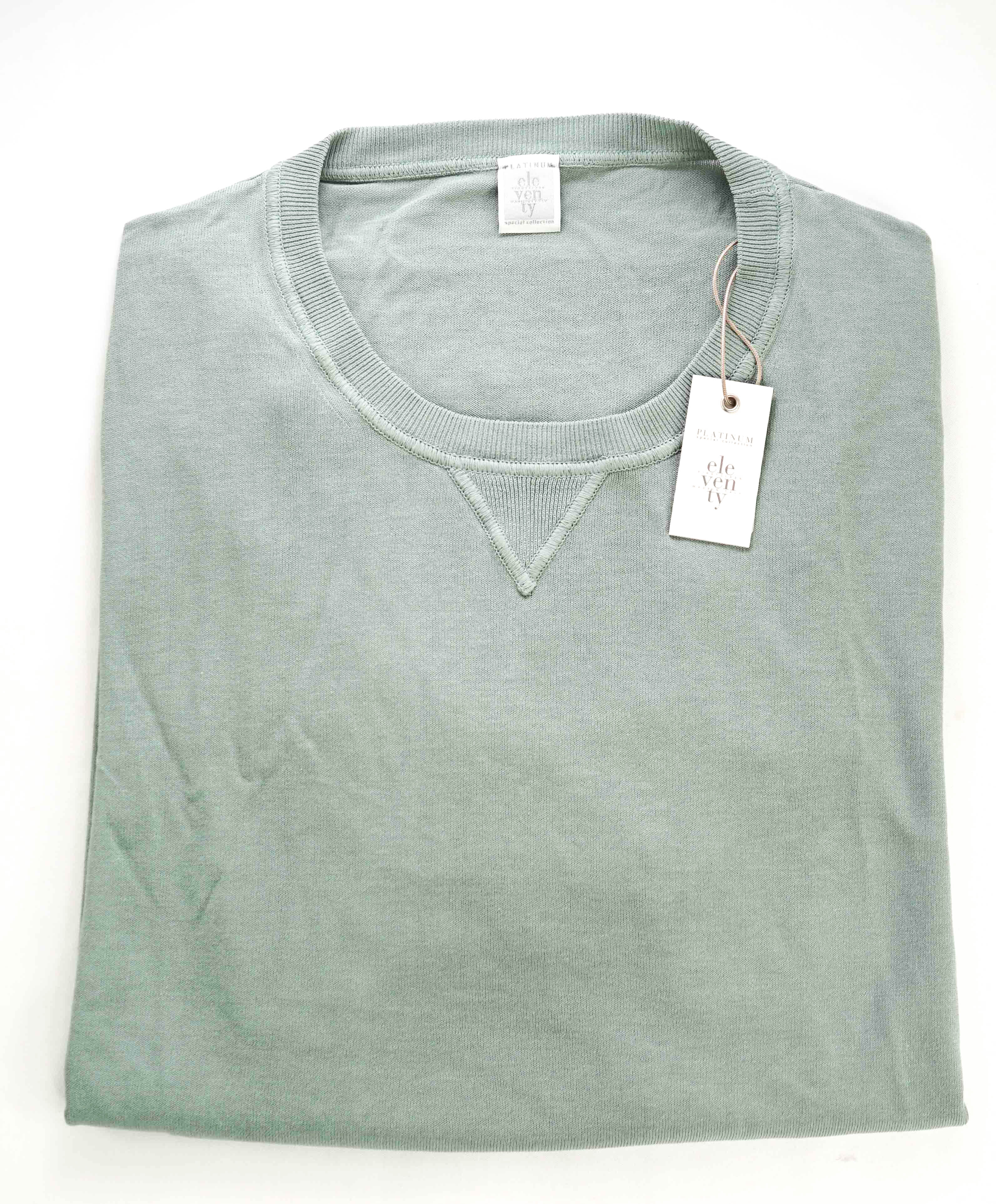 $645 ELEVENTY - *COTTON* Mint Green Pique Short Sleeve Crewneck Sweater - XXL