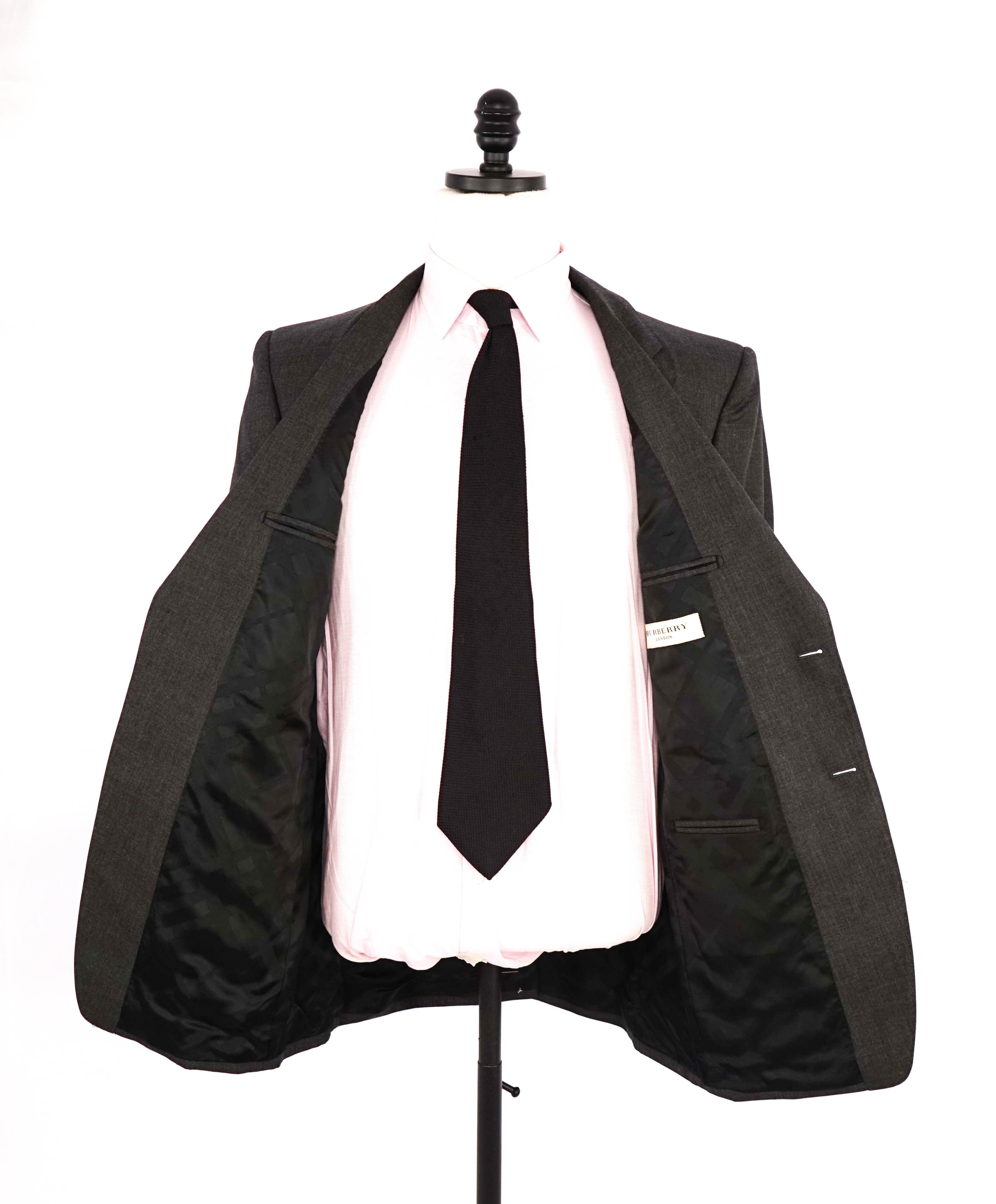 $2,395 BURBERRY LONDON - Made In Italy Wool Gray "MILBURY" LOGO Suit - 42R