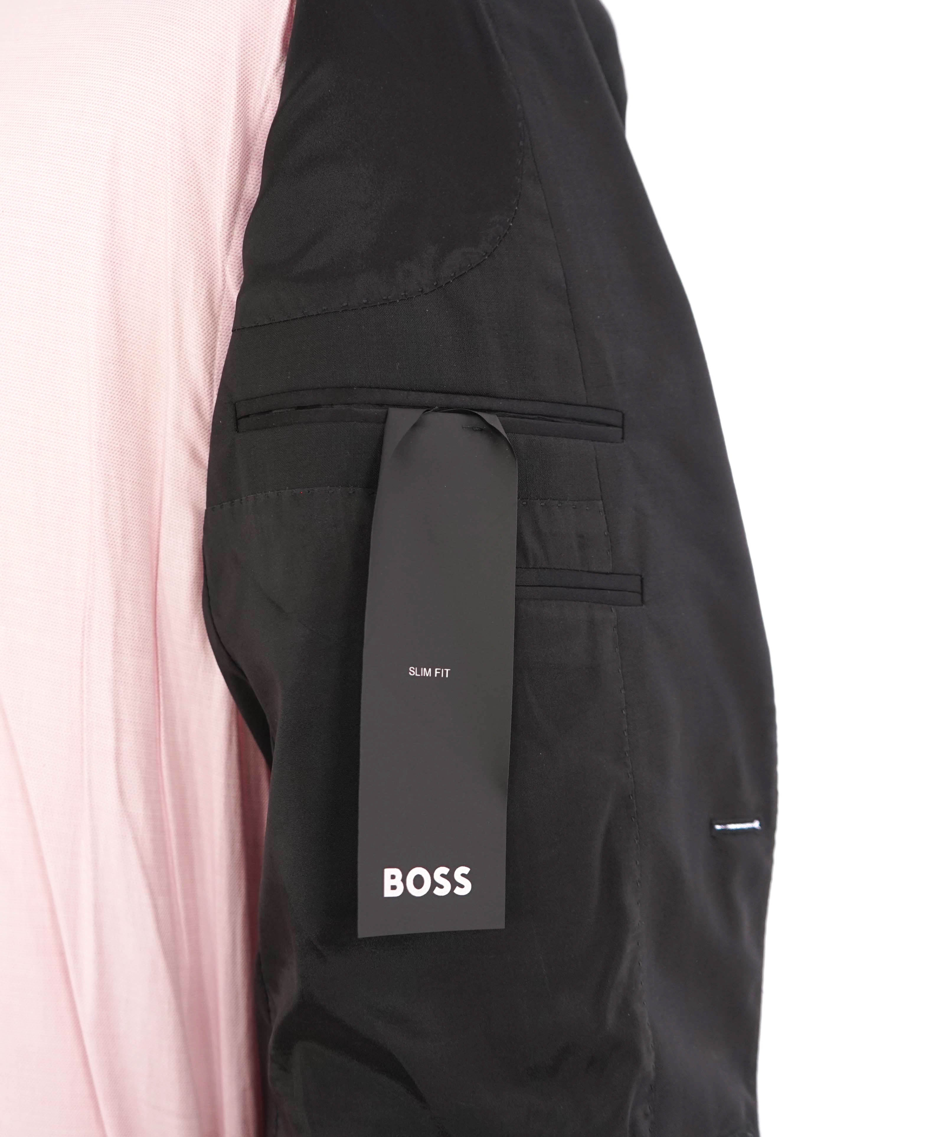 HUGO BOSS - "SLIM" Notch Lapel Solid Black Suit - 40R