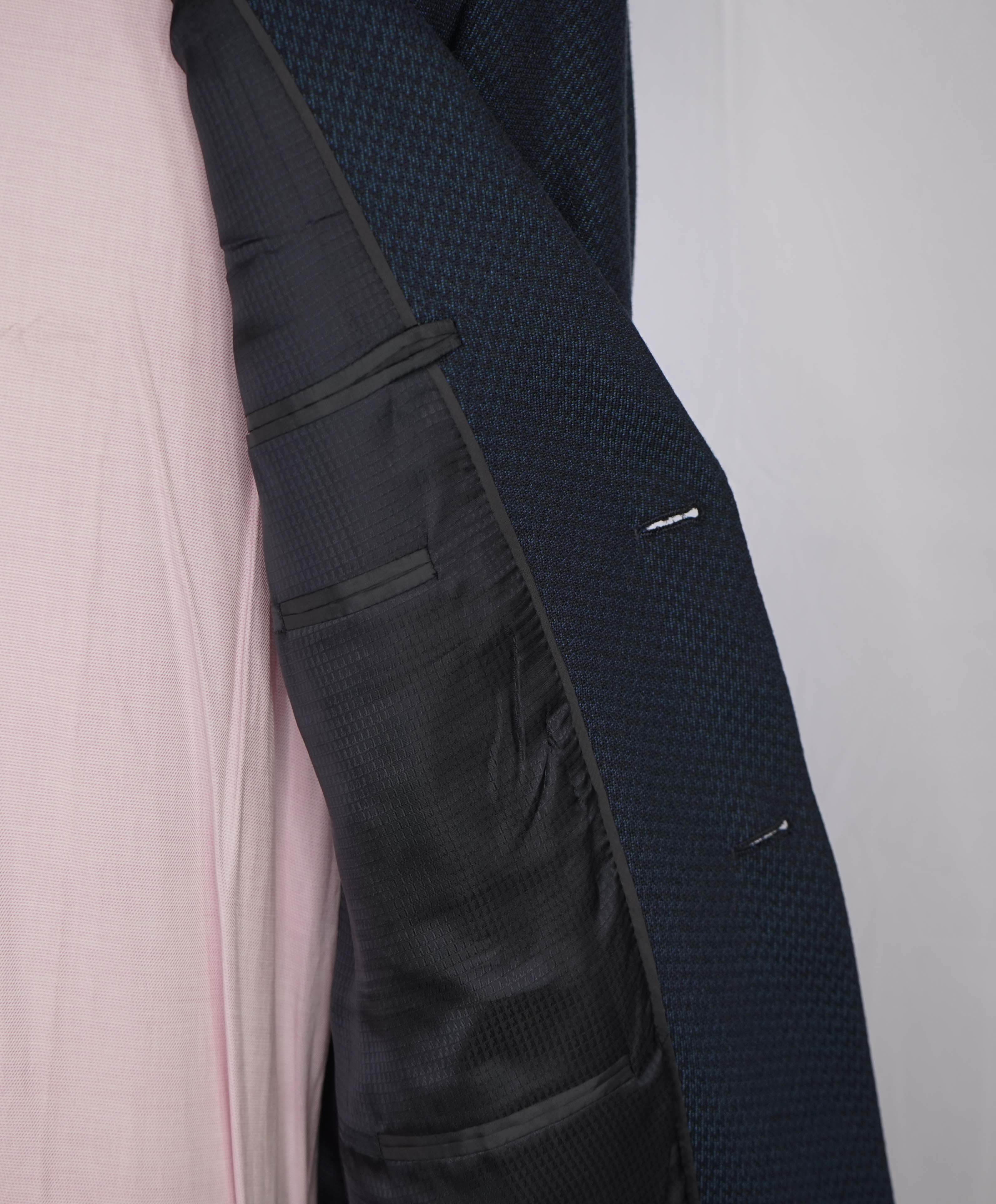 $1,595 EMPORIO ARMANI- *G lIne* Green/Blue Geometric Pattern Blazer - 42R