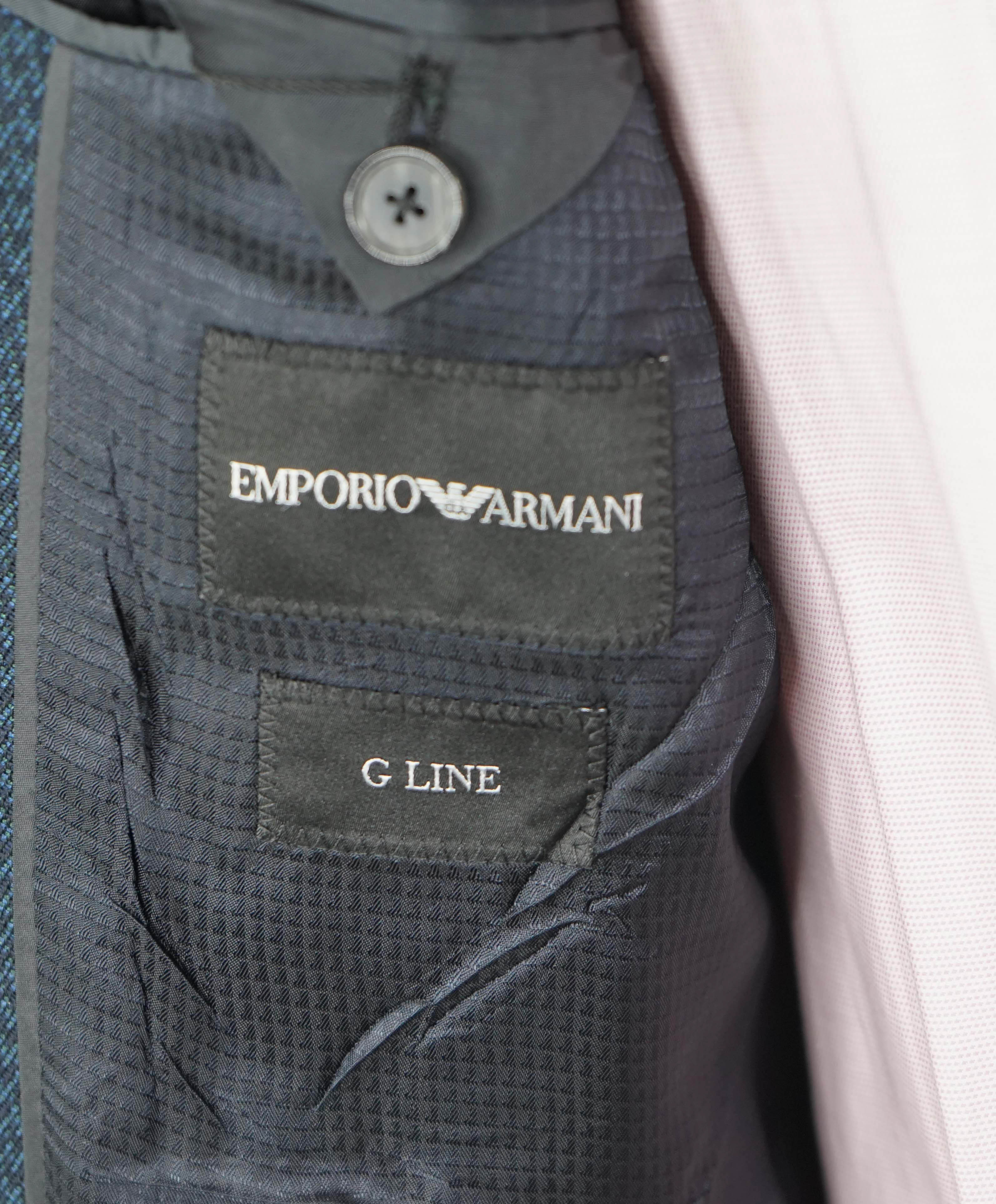 $1,595 EMPORIO ARMANI- *G lIne* Green/Blue Geometric Pattern Blazer - 42R