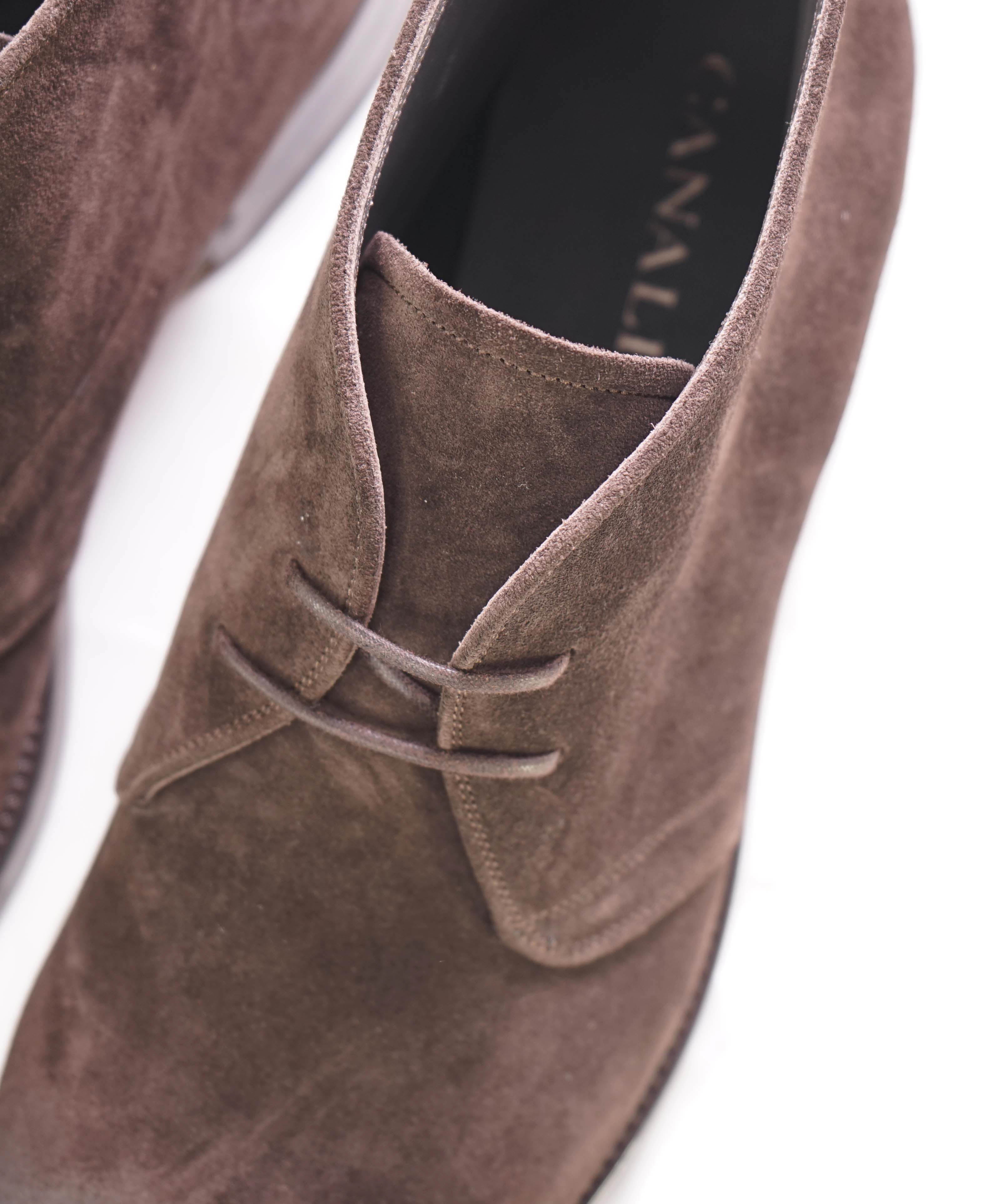 $700 CANALI - Brown Distressed Suede Lace-Up Ankle Boots - 10 US (43 EU)