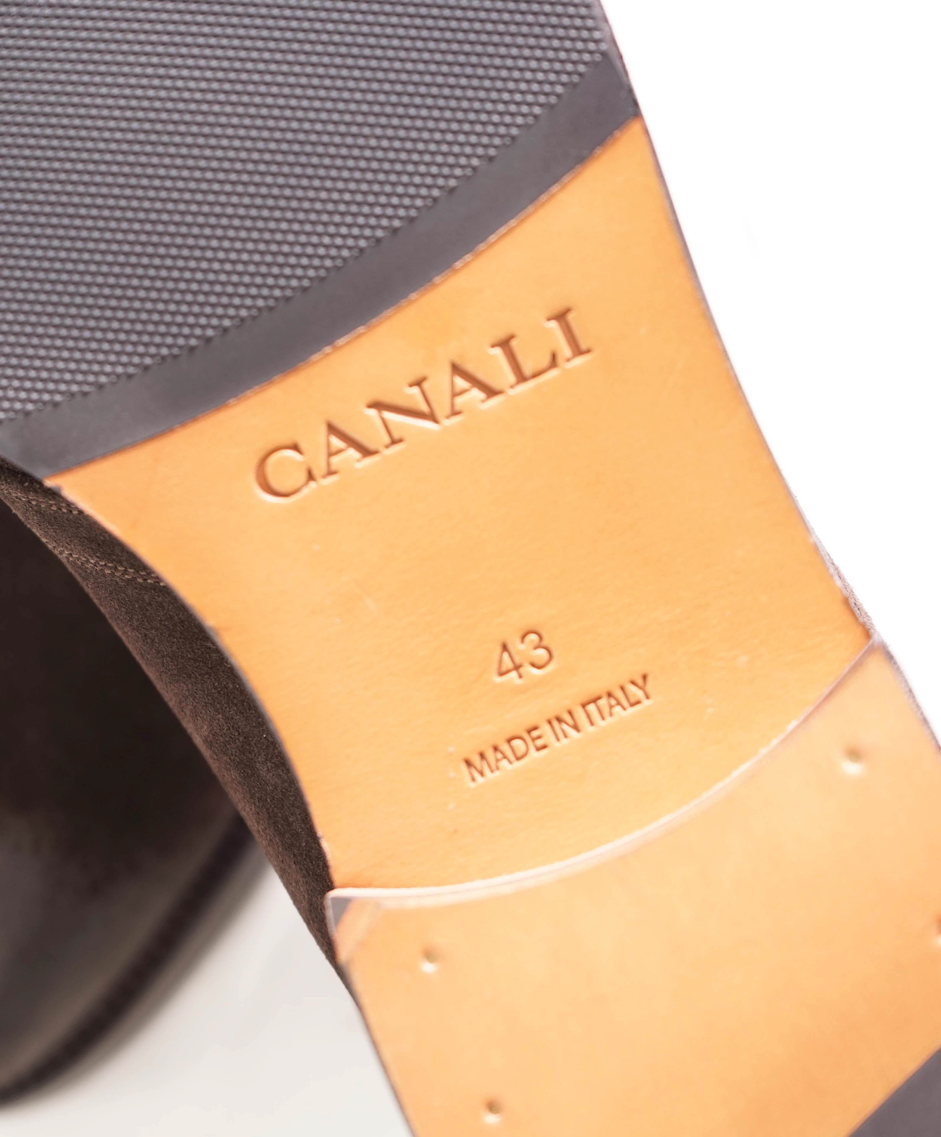 $700 CANALI - Brown Distressed Suede Lace-Up Ankle Boots - 10 US (43 EU)
