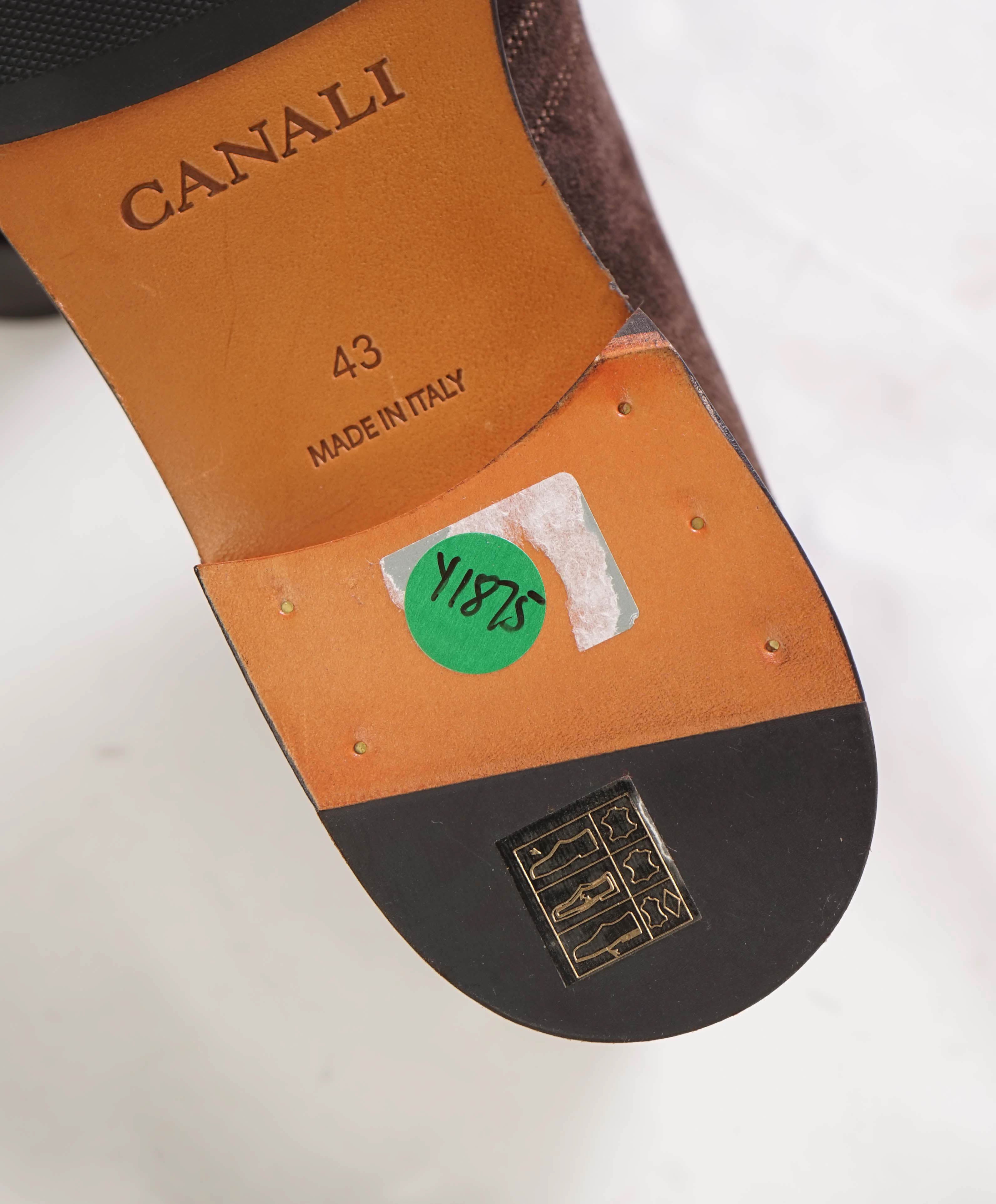 $700 CANALI - Brown Distressed Suede Lace-Up Ankle Boots - 10 US (43 EU)