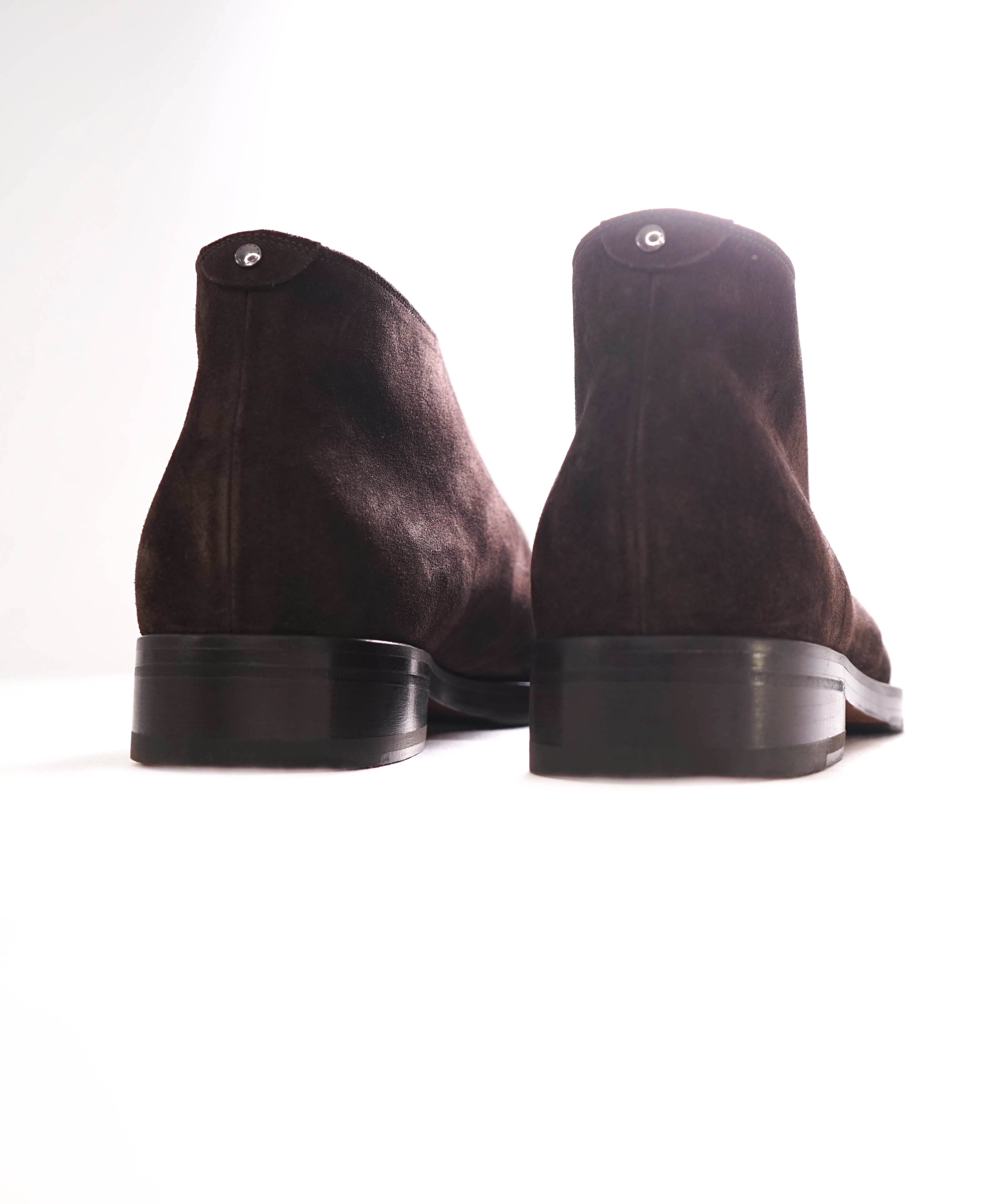 $700 CANALI - Brown Distressed Suede Lace-Up Ankle Boots - 10 US (43 EU)