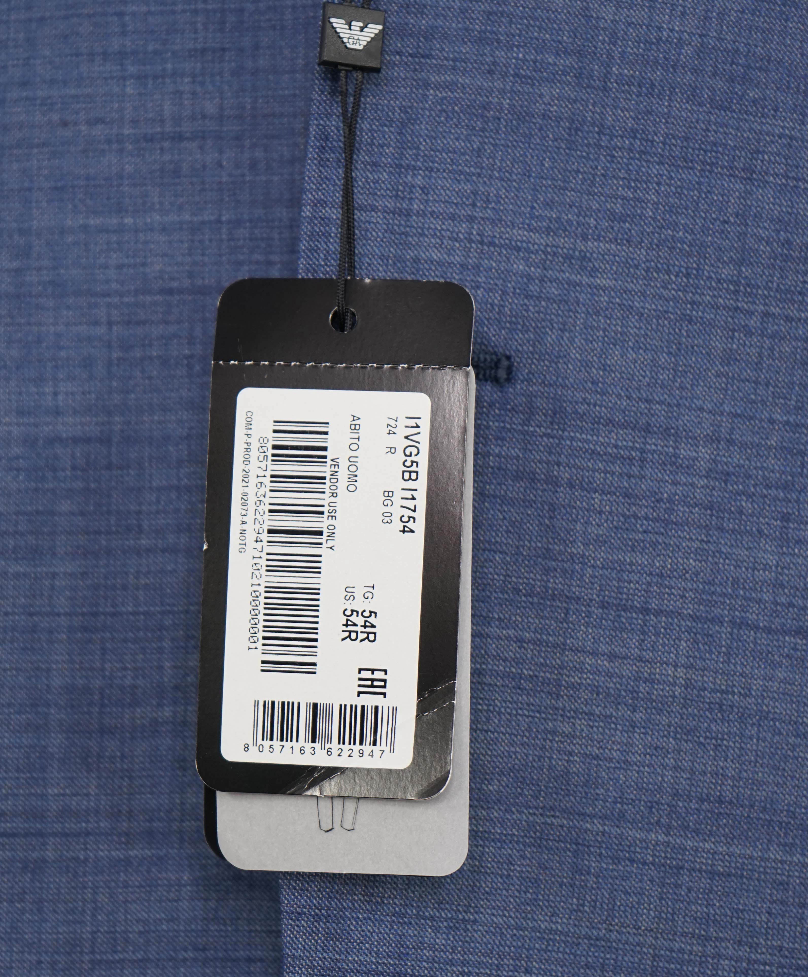 $1,595 EMPORIO ARMANI- Blue *G lIne Deco* TRAVEL ESSENTIAL PACKABLE Blazer - 44R