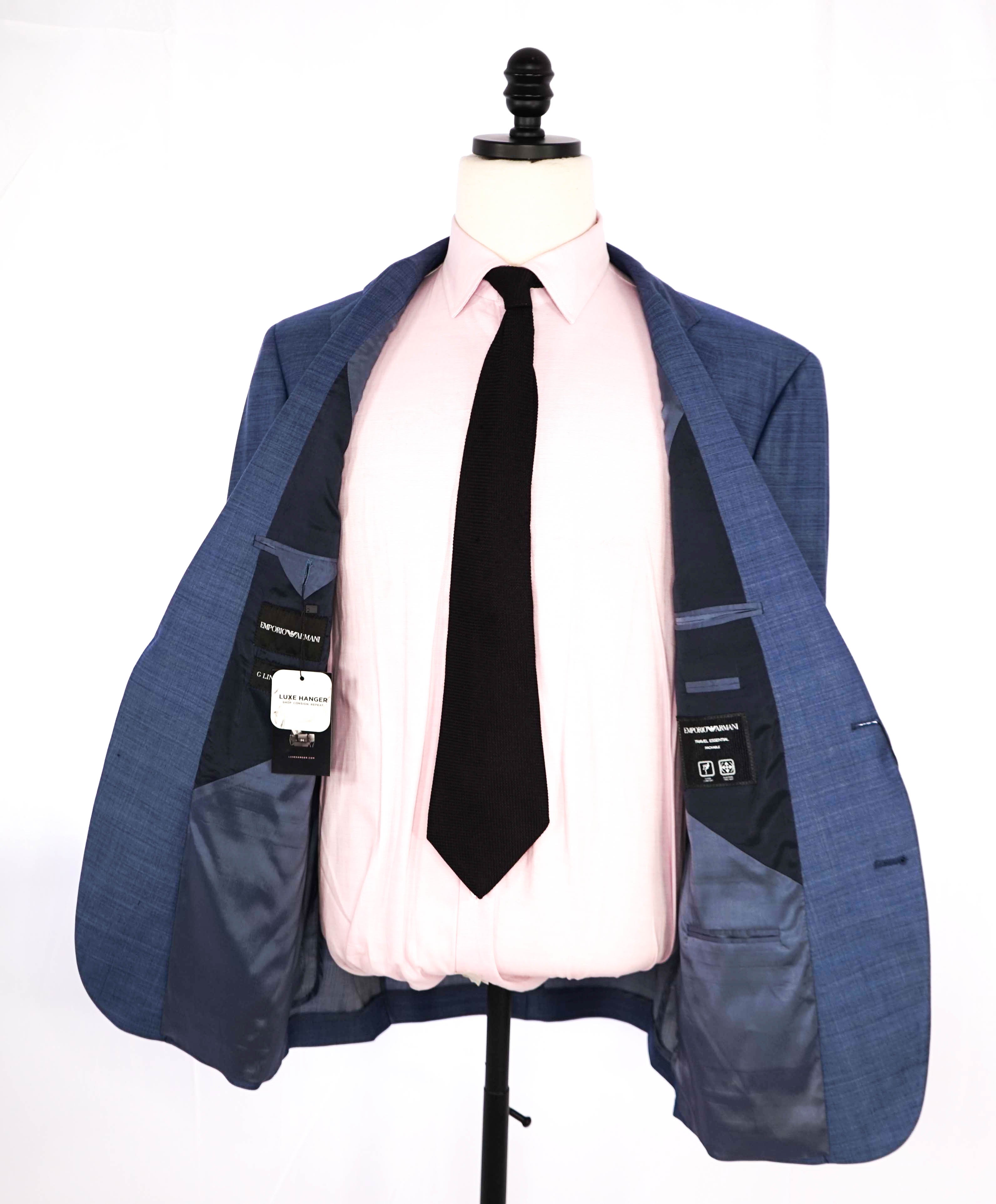 $1,595 EMPORIO ARMANI- Blue *G lIne Deco* TRAVEL ESSENTIAL PACKABLE Blazer - 44R