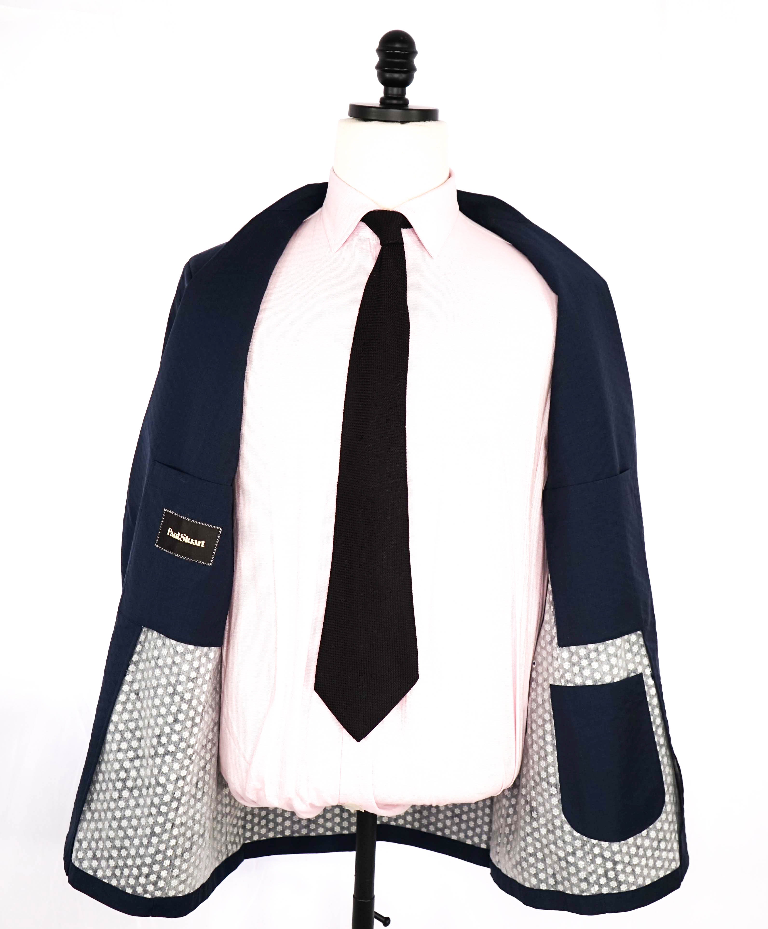 $1,795 PAUL STUART - Navy WOOL SEERSUCKER Patch Pocket Blazer - 46R