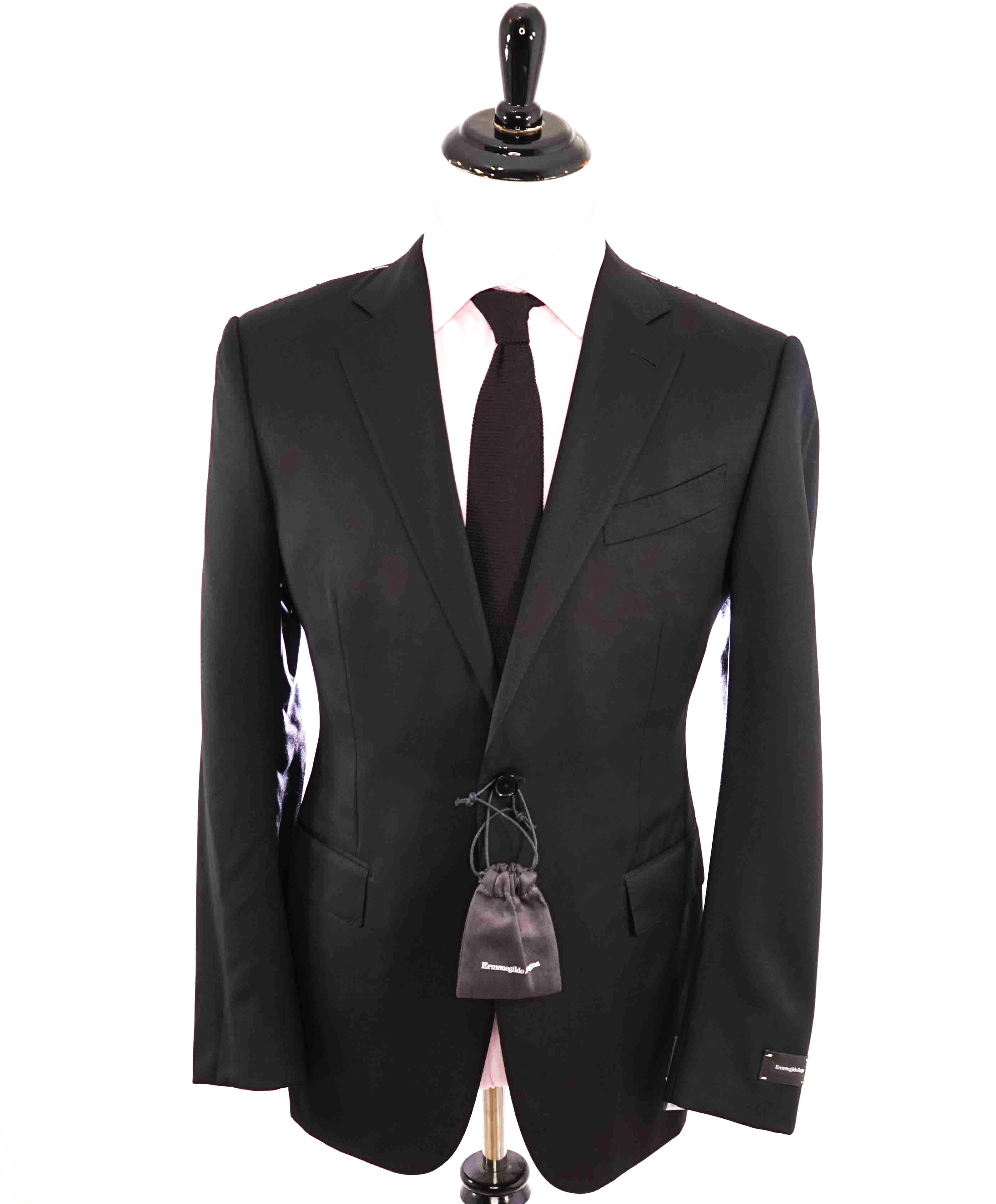 $3,000 ERMENEGILDO ZEGNA - Black “Microsphere” Wool Suit - 42R