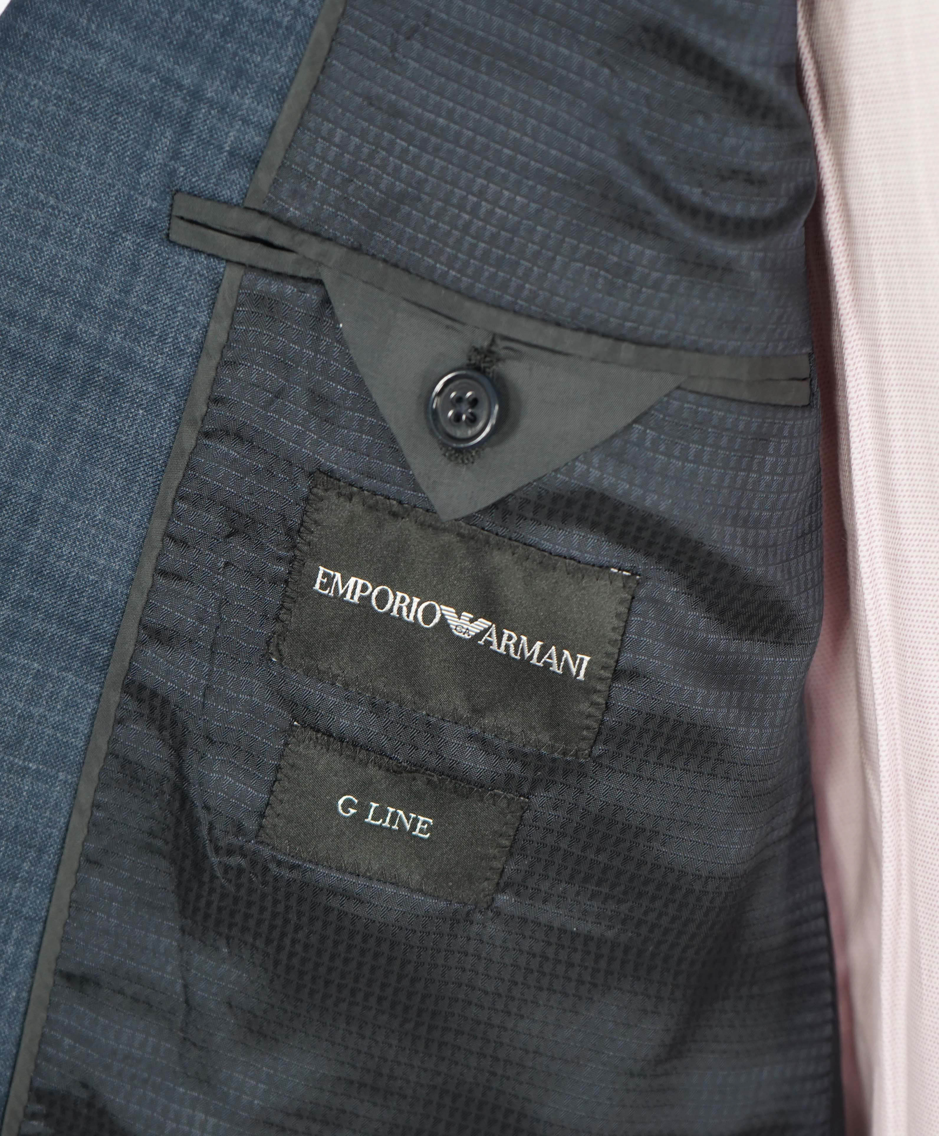 $1,995 EMPORIO ARMANI - Super 130's “G LINE” Blue Check Suit - 44R