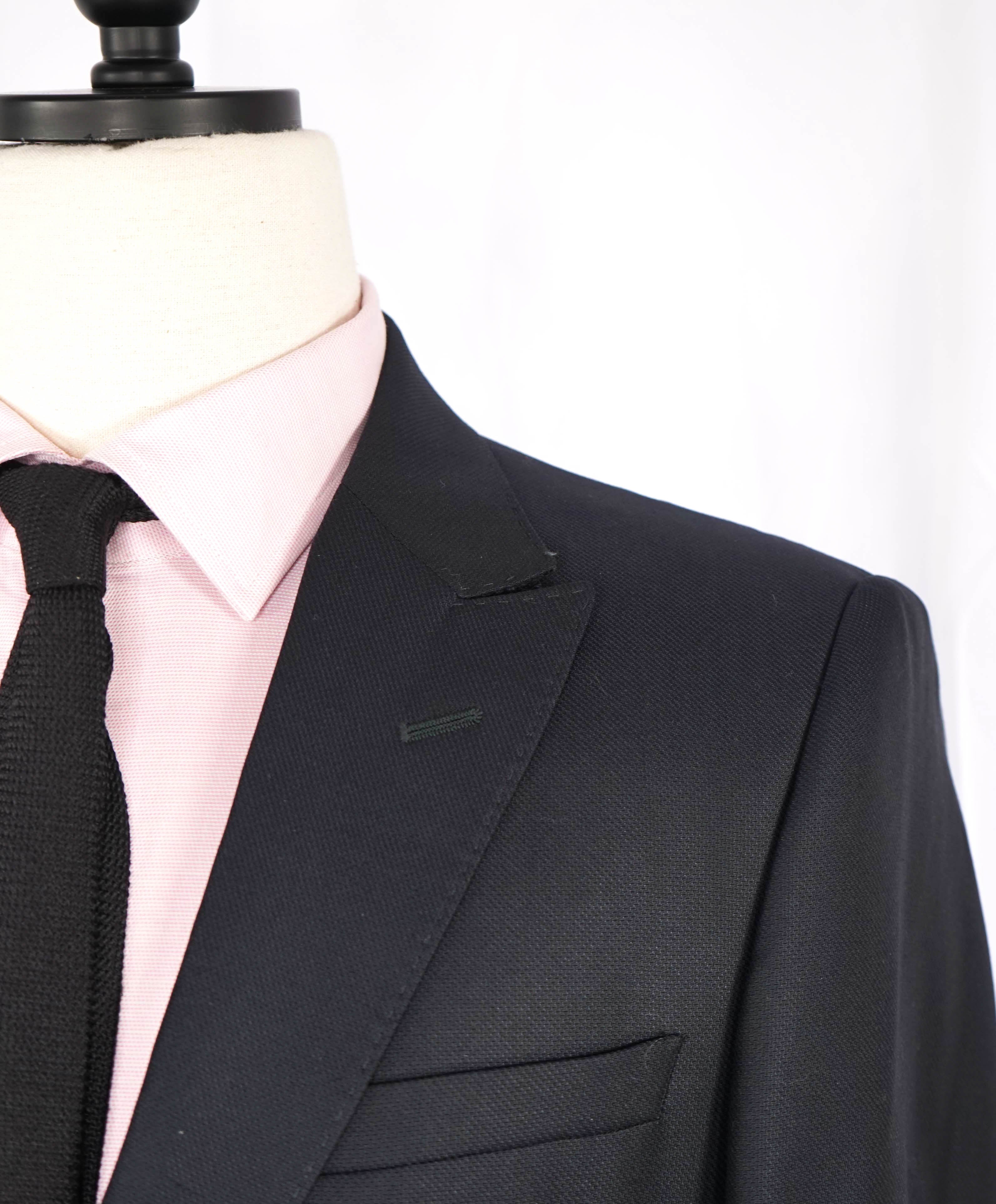 $1,995 EMPORIO ARMANI - 1-Btn "SUPREME" Super 130's “G LINE” Black Suit - 40R