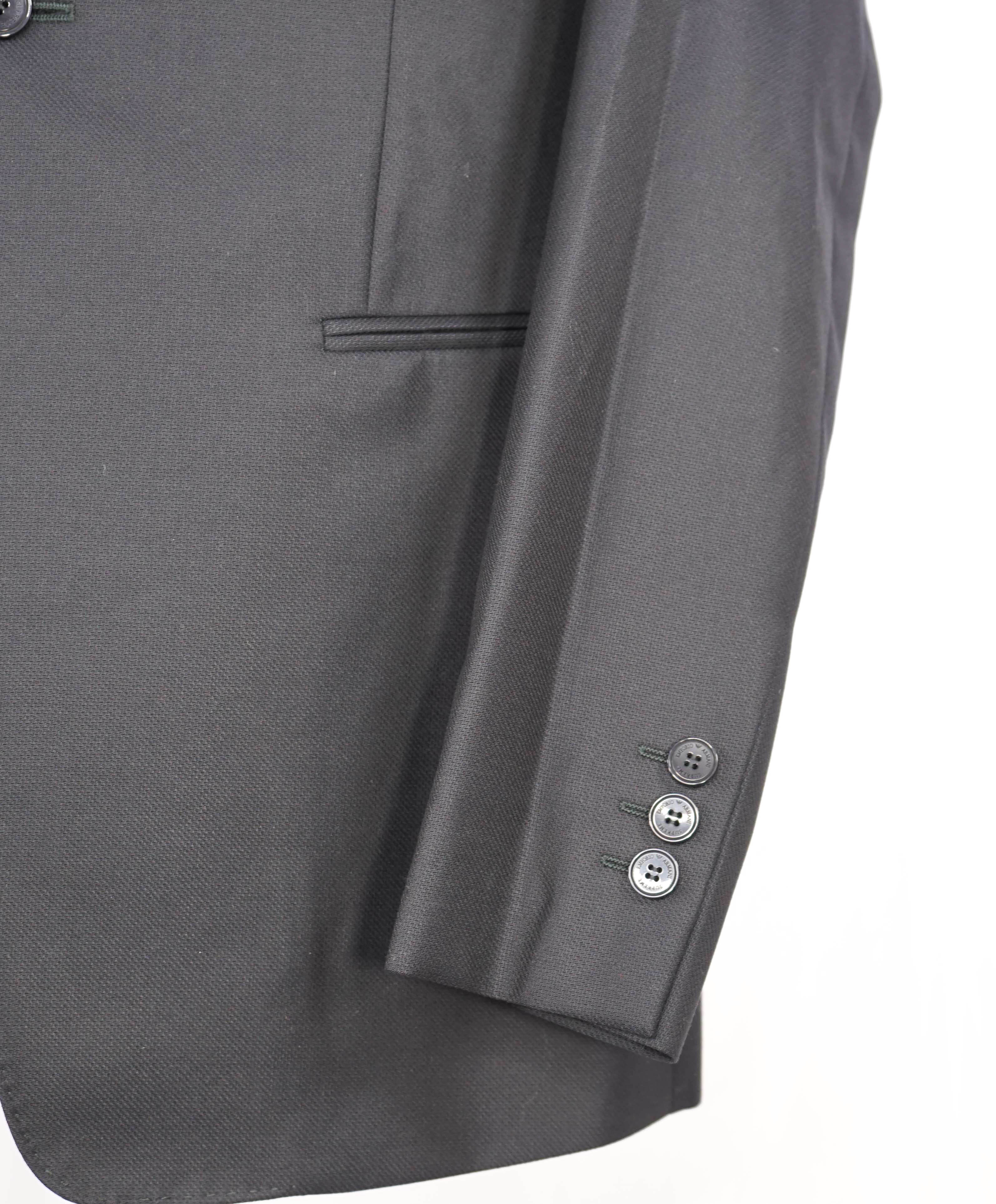 $1,995 EMPORIO ARMANI - 1-Btn "SUPREME" Super 130's “G LINE” Black Suit - 40R